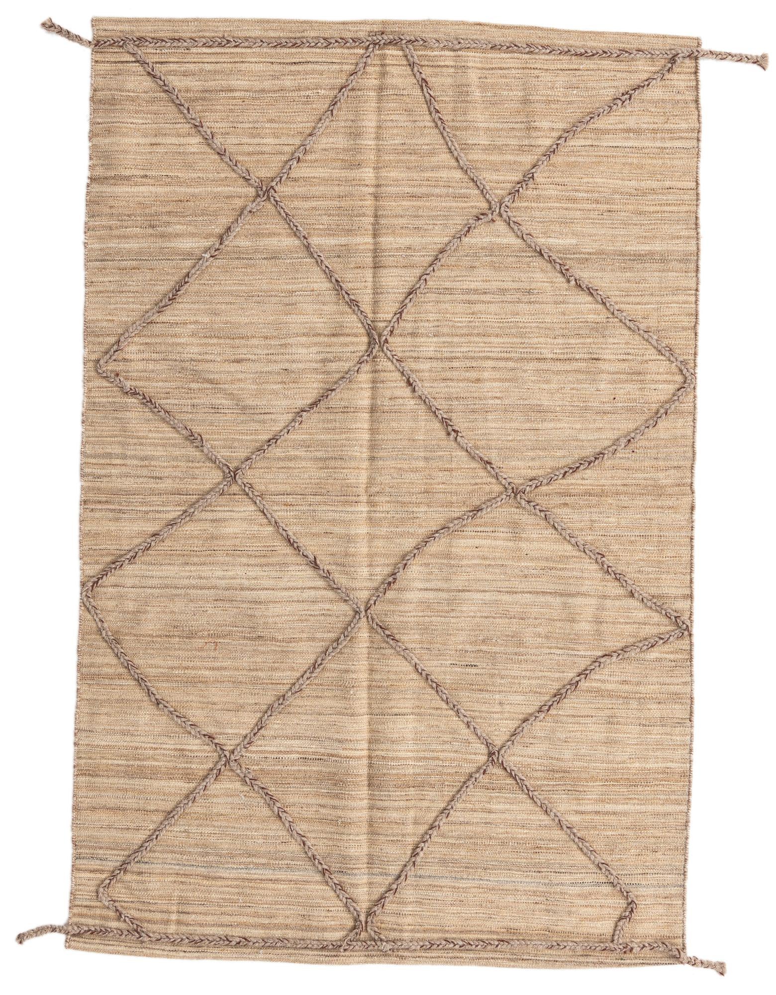 4' 2 x 6' 4 Hand Woven Kilim Modern Wool Rug