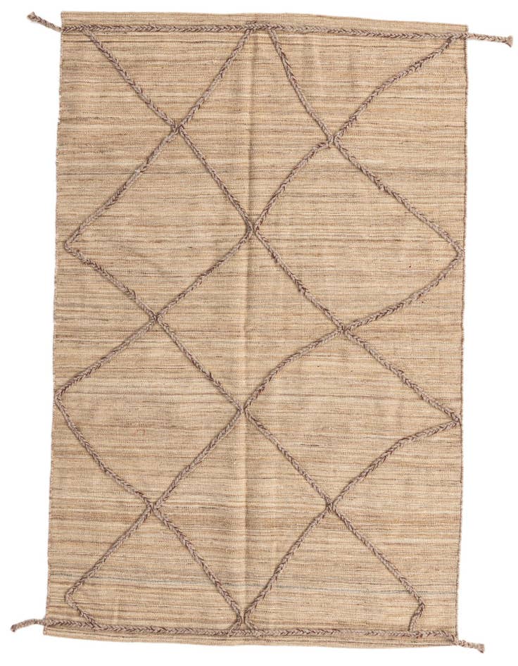 Detail image of 4' 2 x 6' 4 Hand Woven Kilim Modern Wool Rug