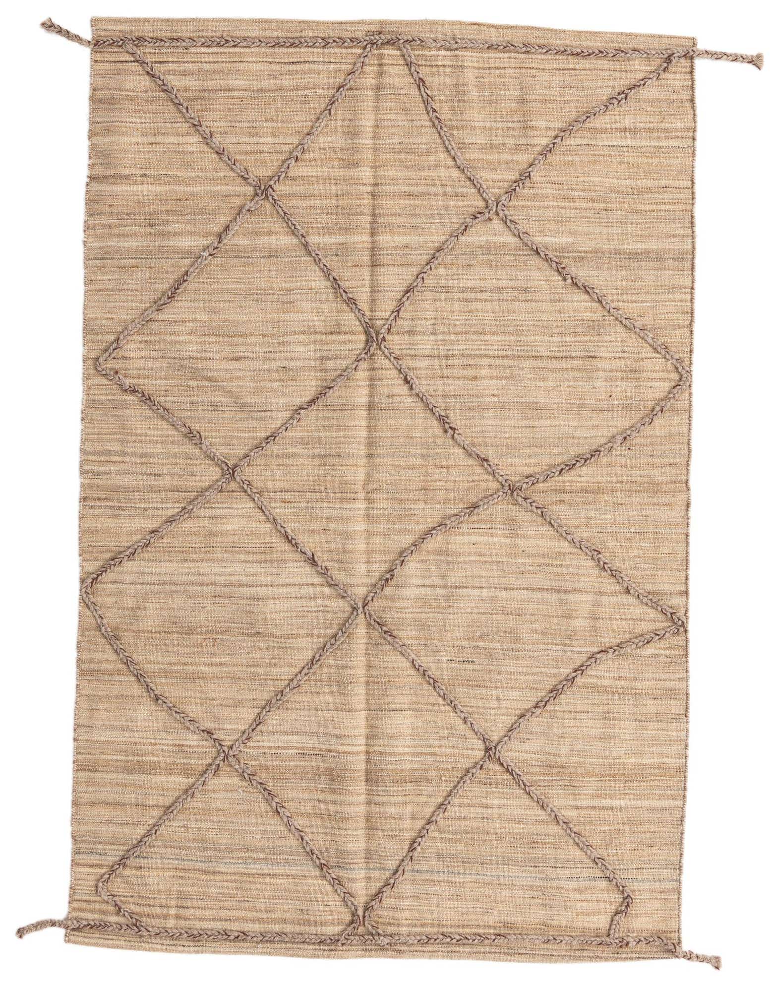 4' 2 x 6' 4 Hand Woven Kilim Modern Wool Rug