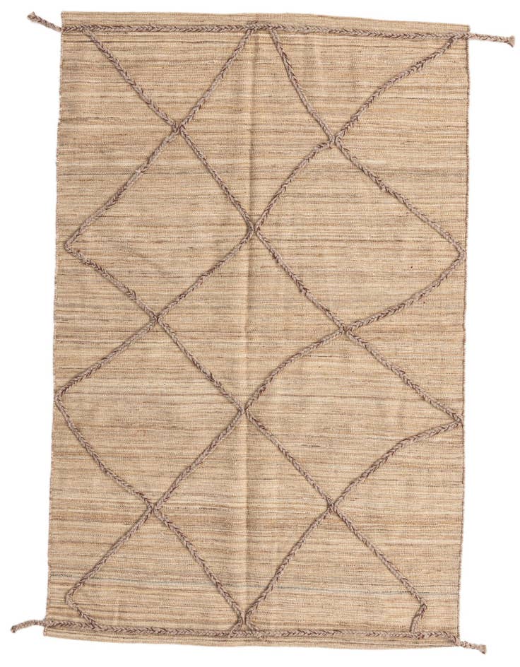 Detail image of 4' 2 x 6' 4 Hand Woven Kilim Modern Wool Rug