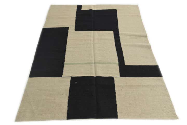 4' x 5' 10 Hand Woven Kilim Modern Wool Rug