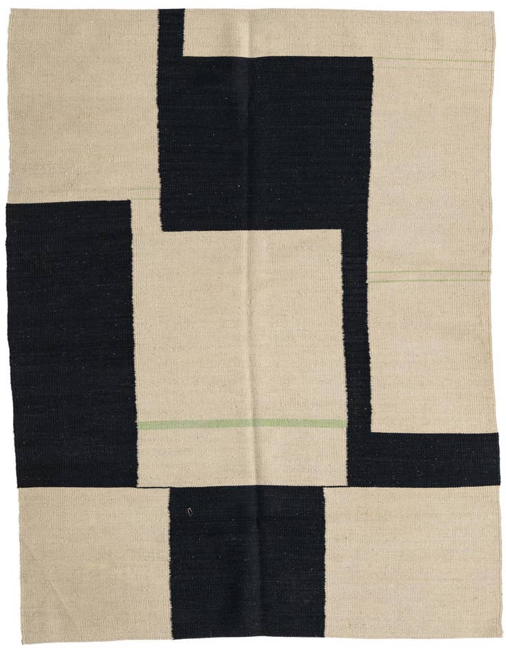 Detail image of 4' x 5' 10 Hand Woven Kilim Modern Wool Rug