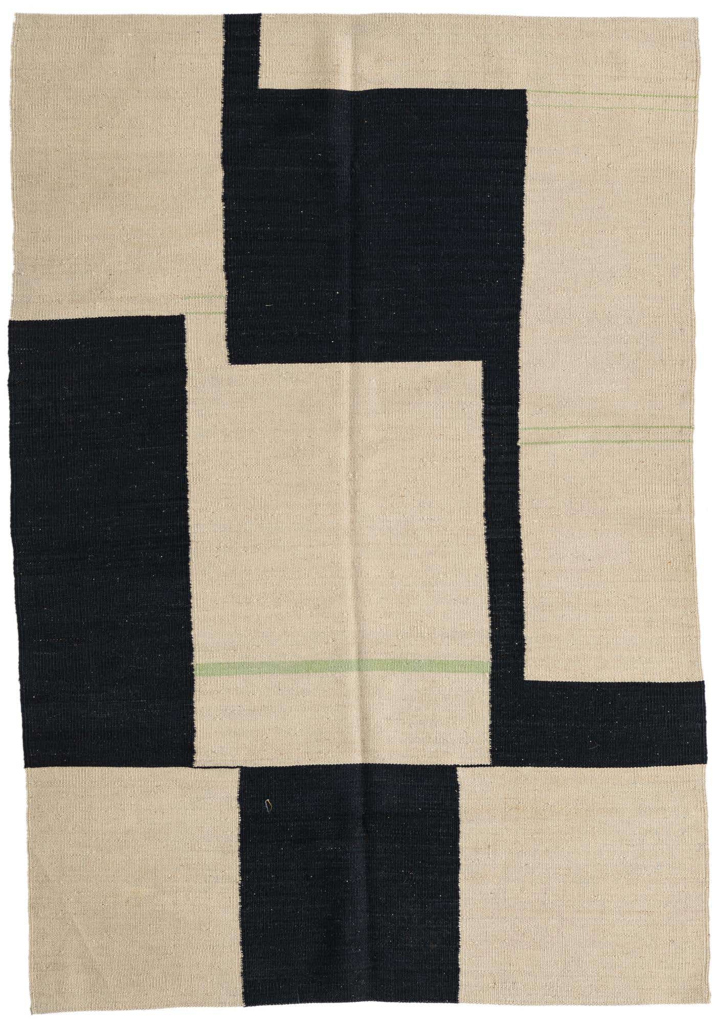 4' x 5' 10 Hand Woven Kilim Modern Wool Rug
