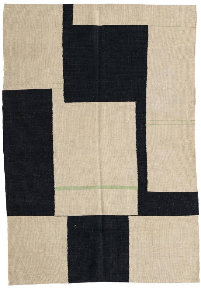 Detail image of 4' x 5' 10 Hand Woven Kilim Modern Wool Rug