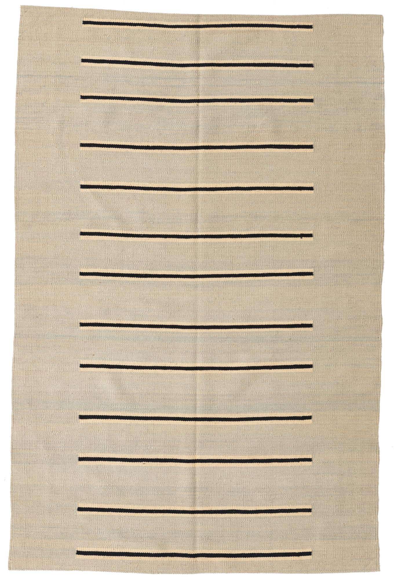 4' x 6' 1 Hand Woven Kilim Modern Wool Rug