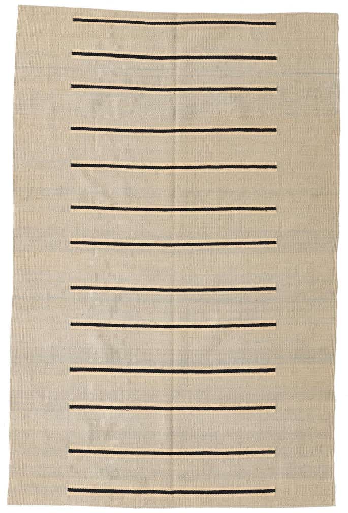 4' x 6' 1 Hand Woven Kilim Modern Wool Rug