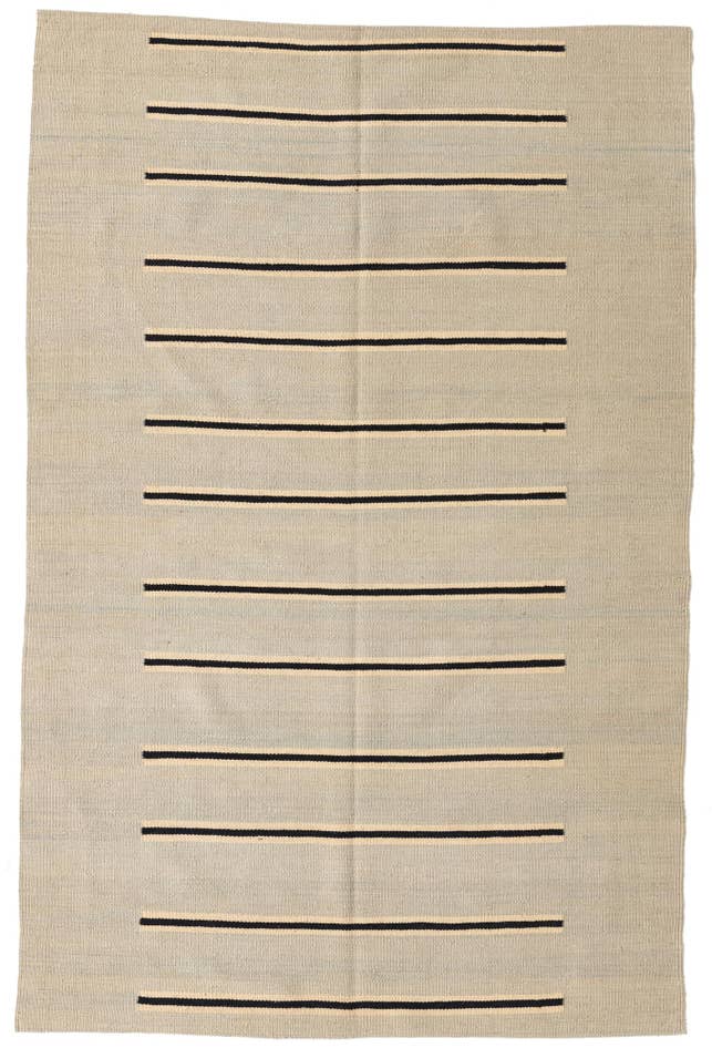 Detail image of 4' x 6' 1 Hand Woven Kilim Modern Wool Rug