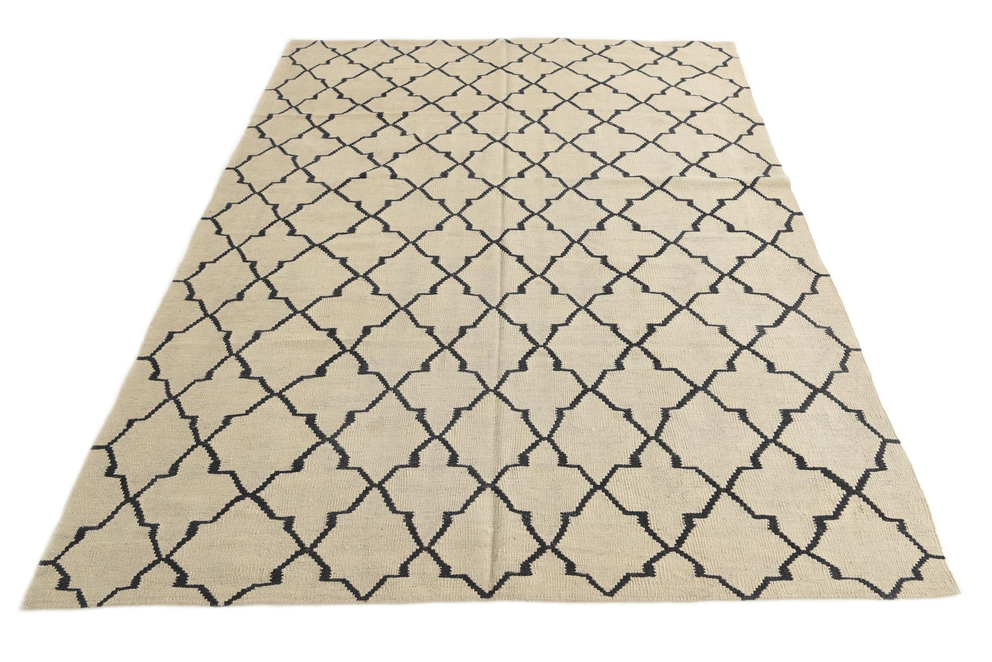 5' 10 x 8' 1 Hand Woven Kilim Modern Wool Rug