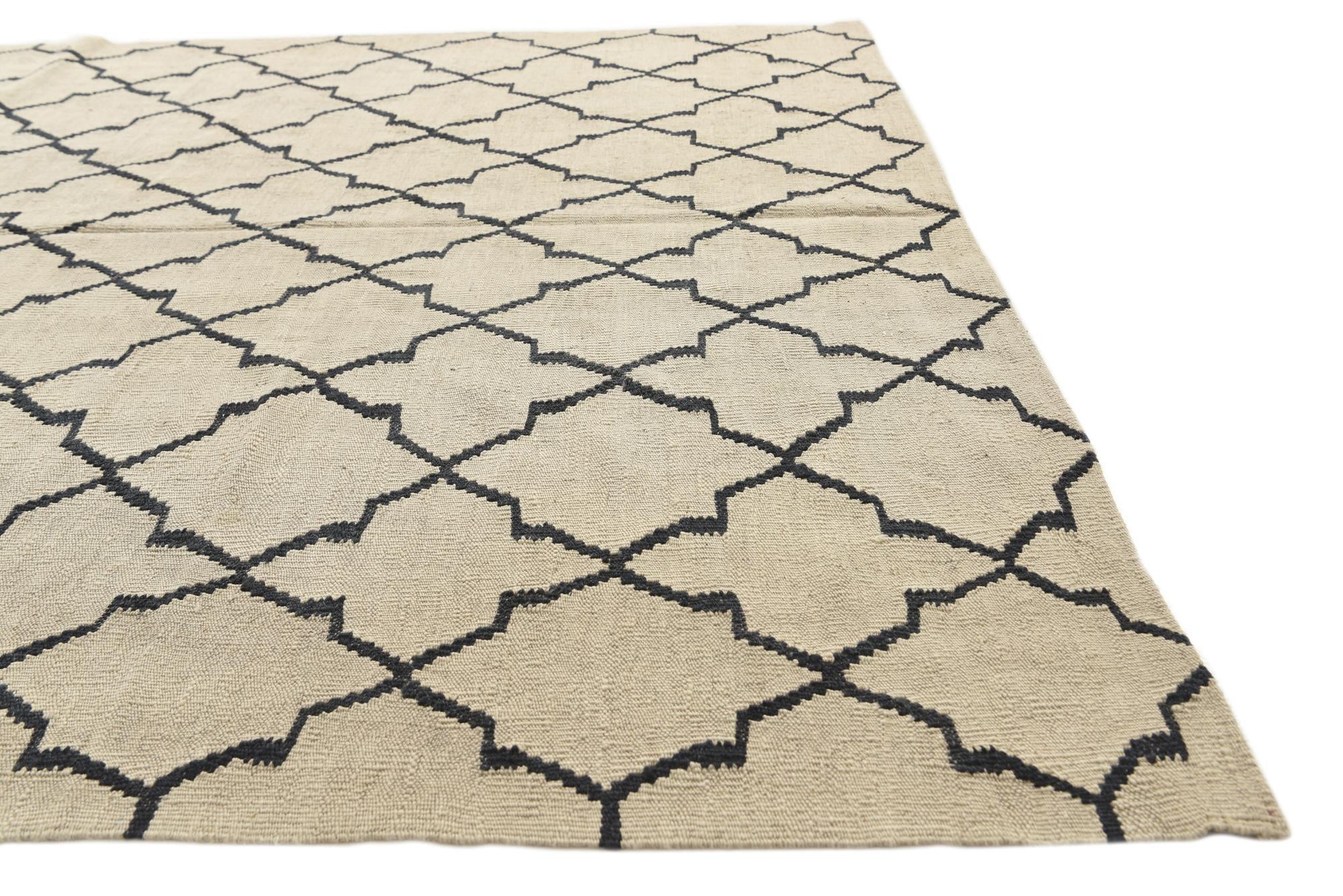 5' 10 x 8' 1 Hand Woven Kilim Modern Wool Rug
