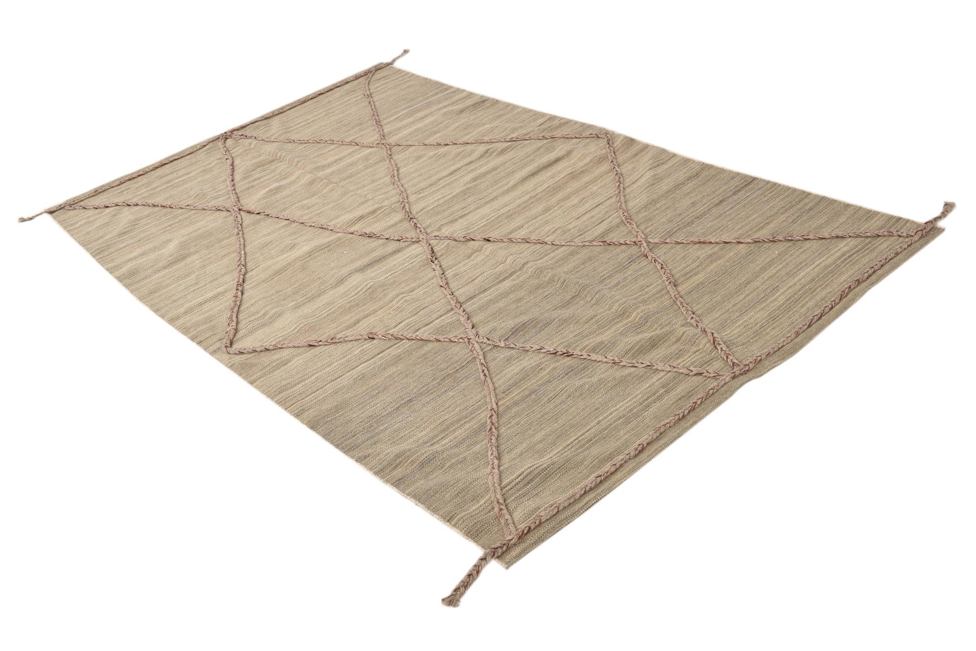5' x 8' Hand Woven Kilim Modern Wool Rug