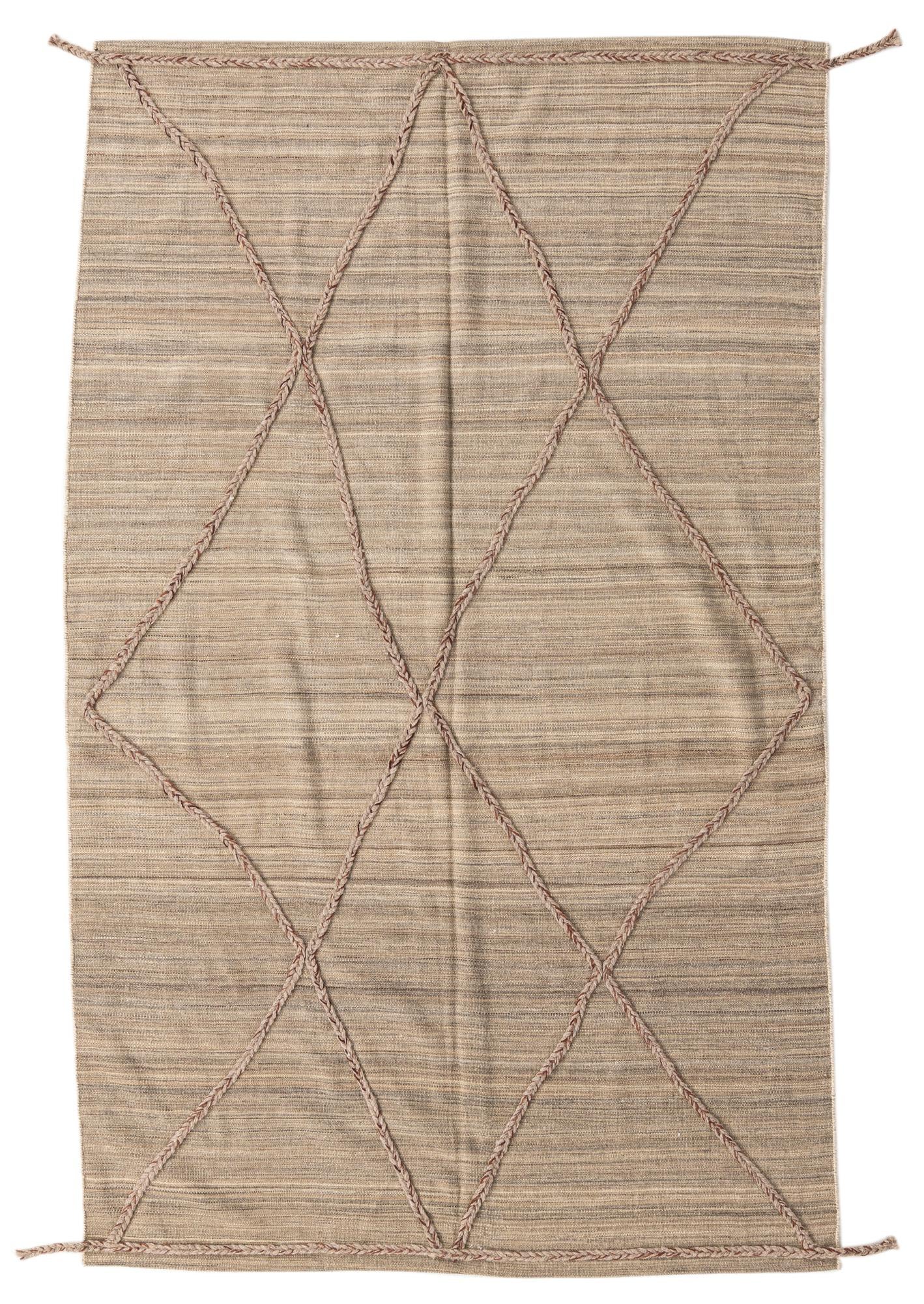 5' x 8' Hand Woven Kilim Modern Wool Rug