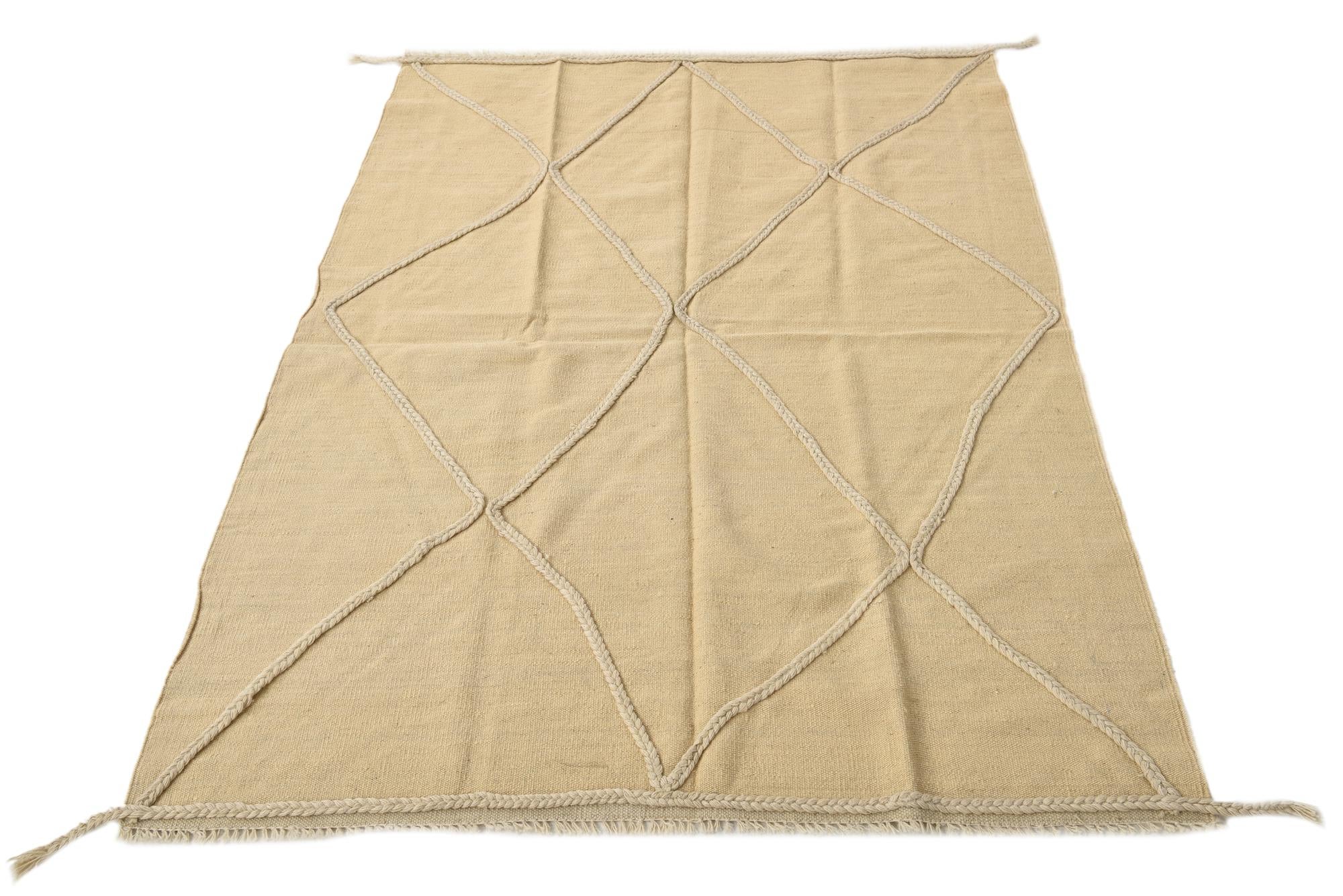 4' 2 x 6' 1 Hand Woven Kilim Modern Wool Rug