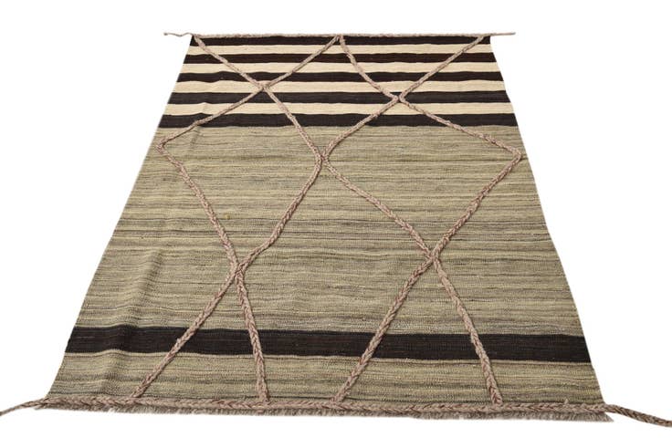 Detail image of 4' 3 x 6' Hand Woven Kilim Modern Wool Rug