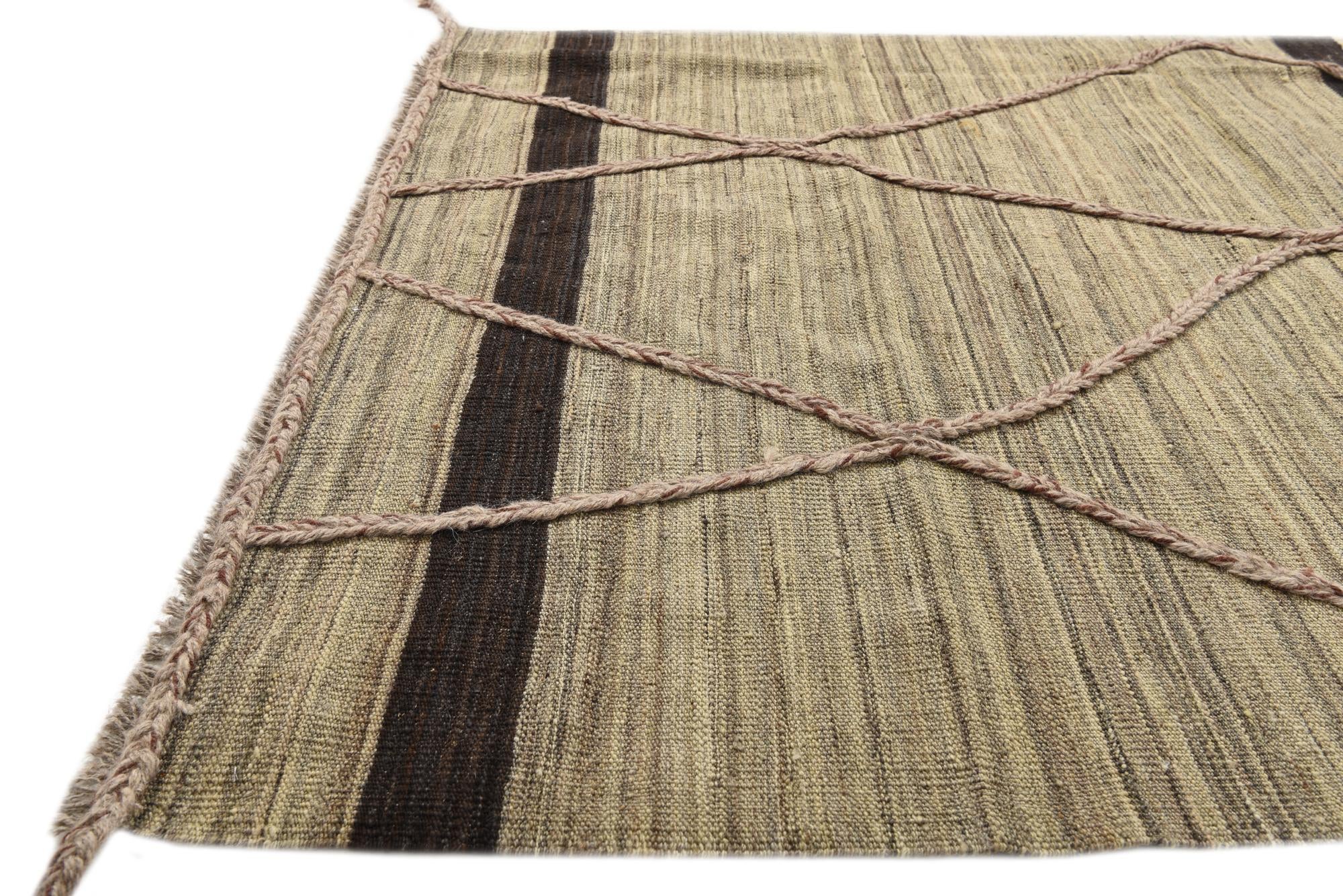 4' 3 x 6' Hand Woven Kilim Modern Wool Rug