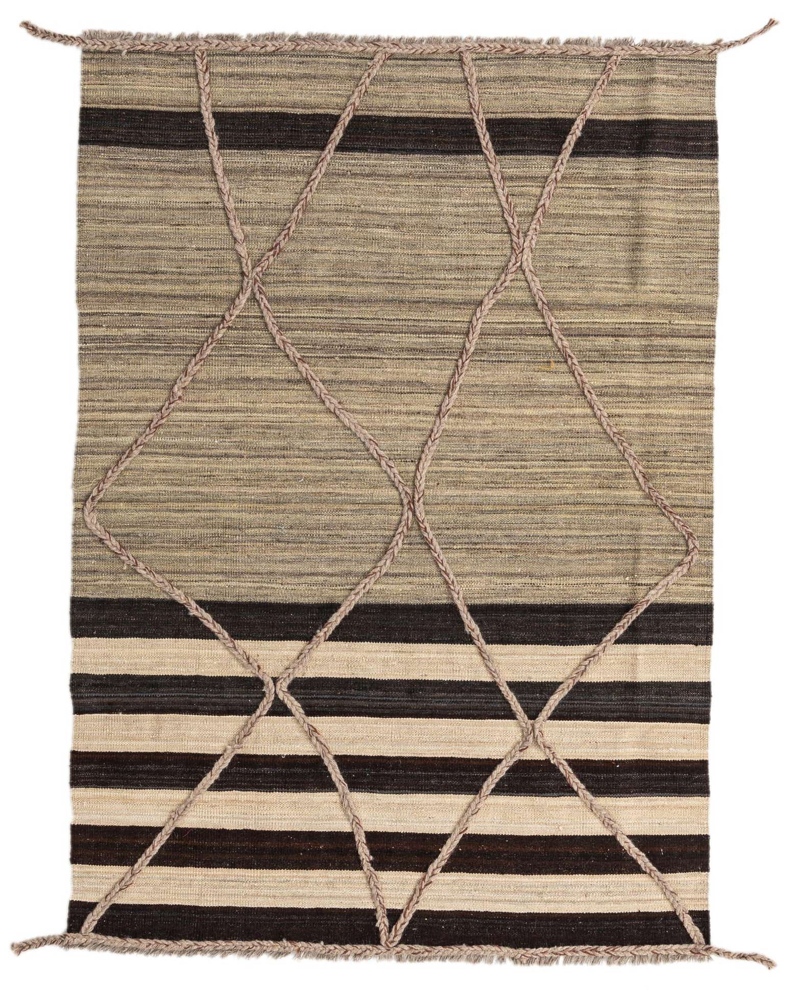 4' 3 x 6' Hand Woven Kilim Modern Wool Rug