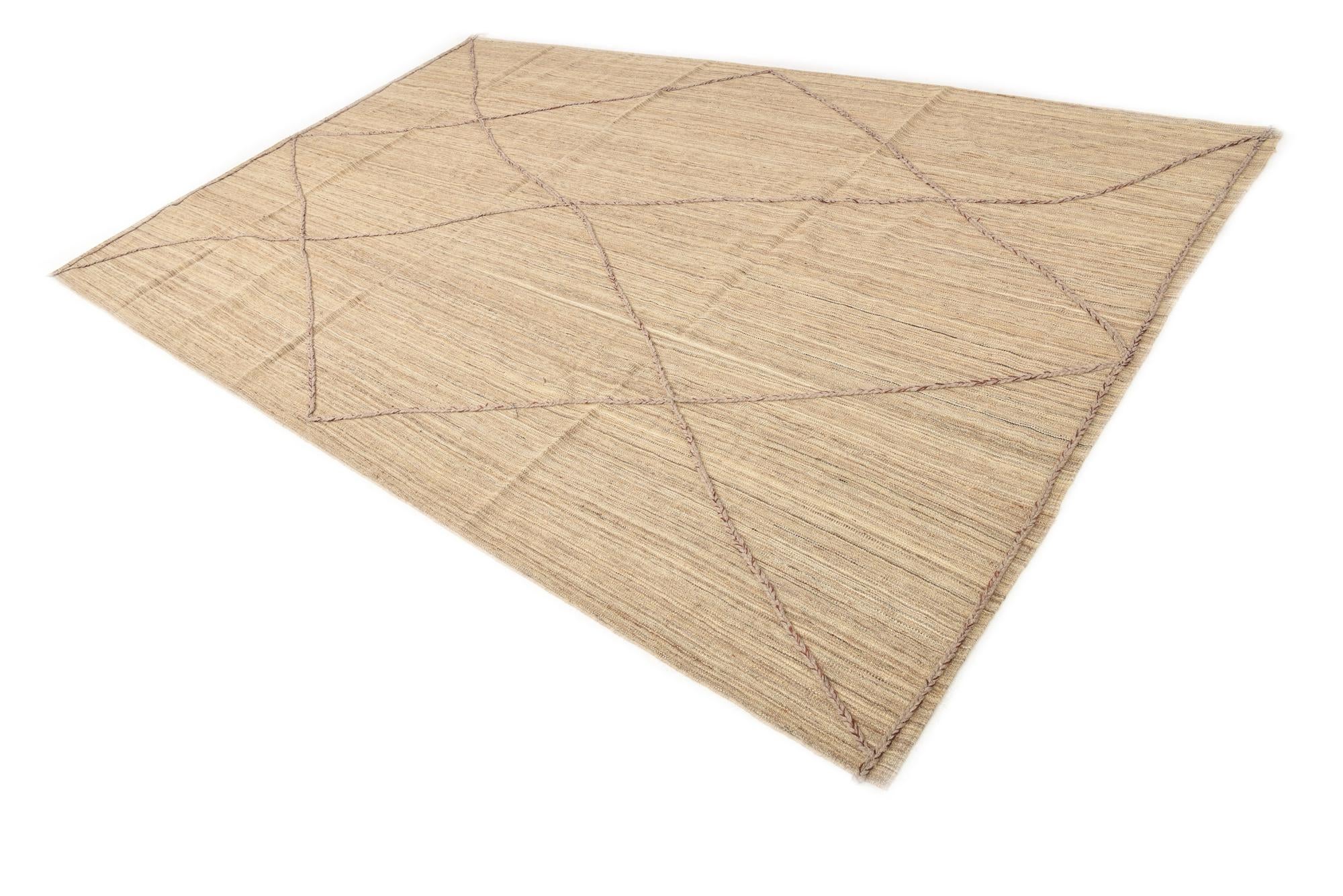7' 10 x 12' 8 Hand Woven Kilim Modern Wool Rug