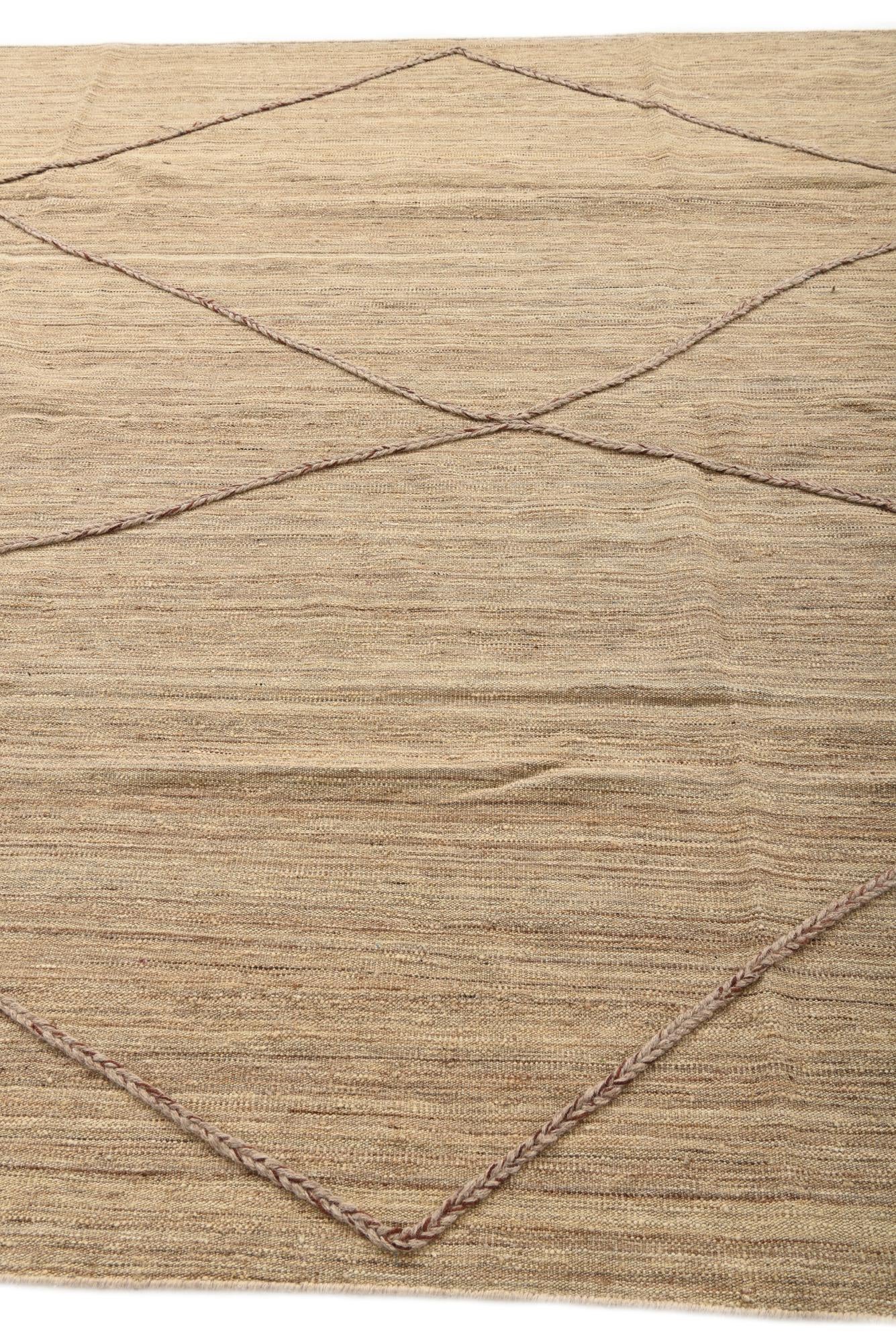 7' 10 x 12' 8 Hand Woven Kilim Modern Wool Rug