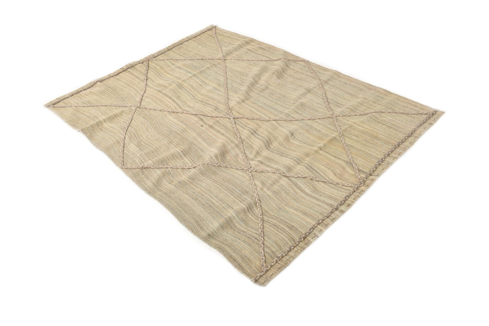 4' 9 x 6' 7 Hand Woven Kilim Modern Wool Rug