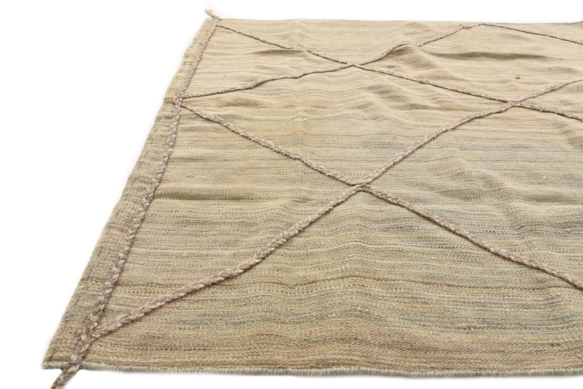 4' 9 x 6' 7 Hand Woven Kilim Modern Wool Rug