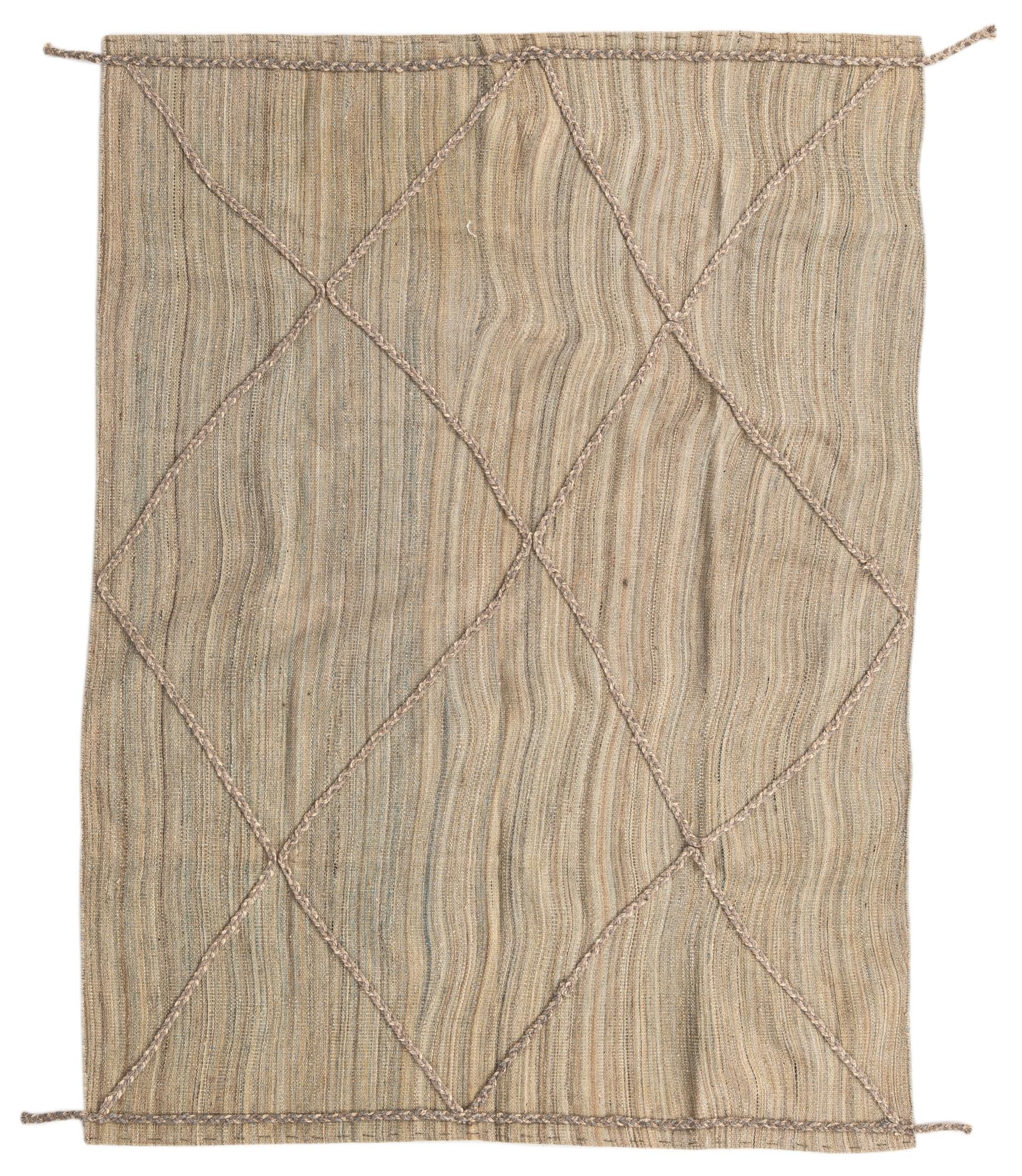4' 9 x 6' 7 Hand Woven Kilim Modern Wool Rug