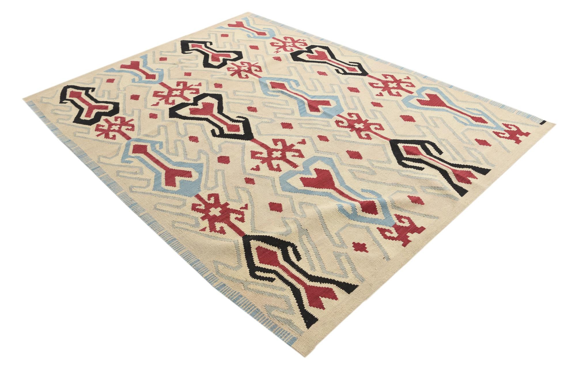 6' 1 x 8' Hand Woven Kilim Modern Wool Rug