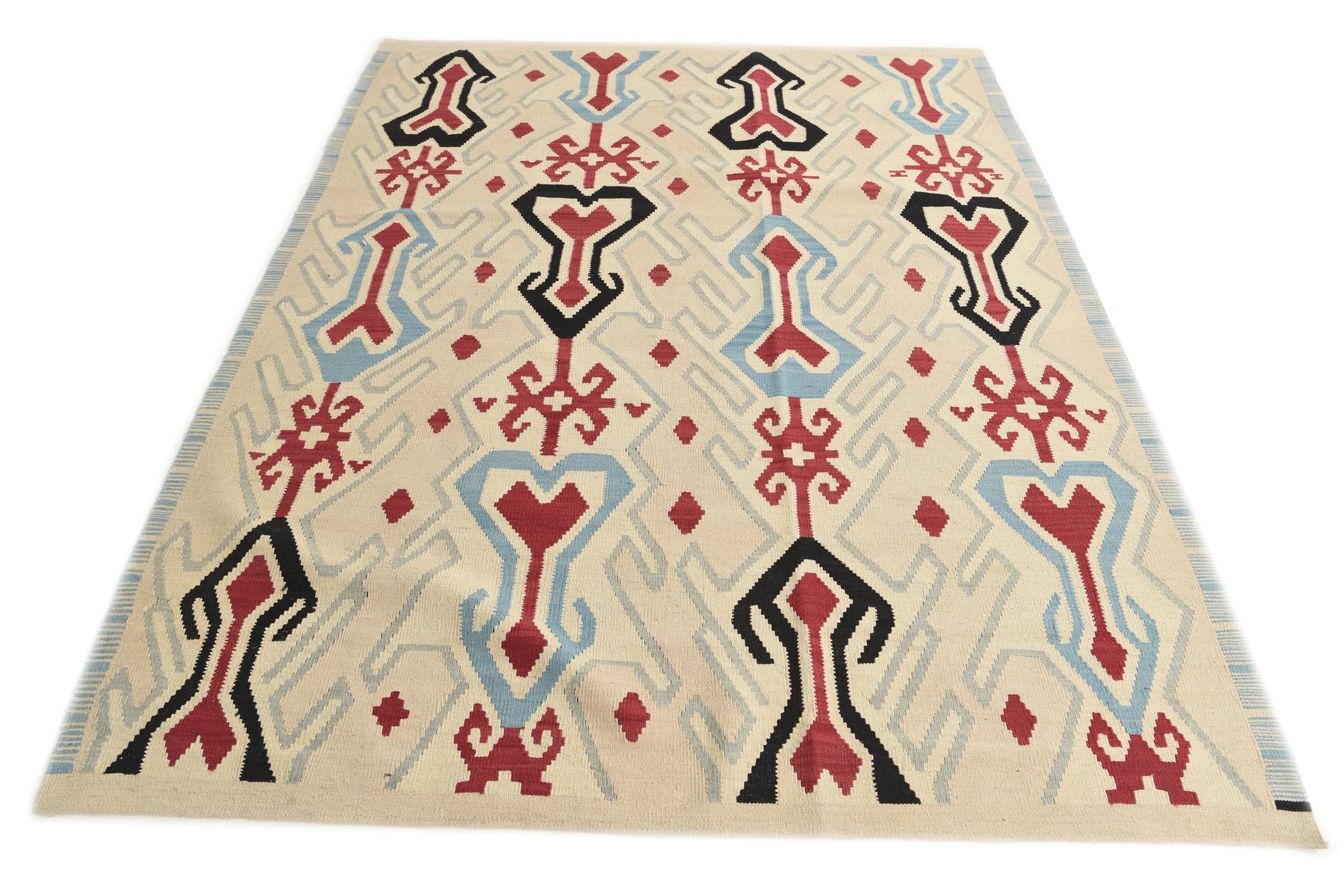 6' 1 x 8' Hand Woven Kilim Modern Wool Rug