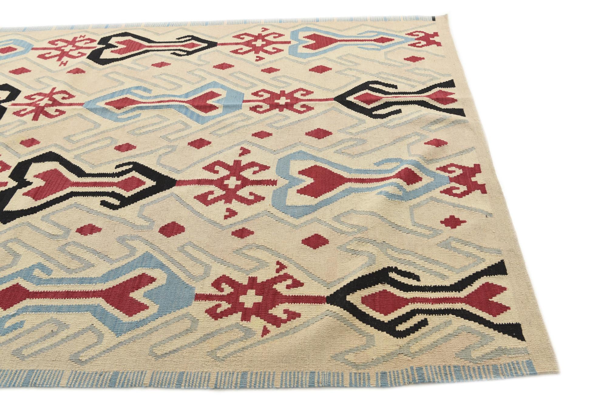 6' 1 x 8' Hand Woven Kilim Modern Wool Rug