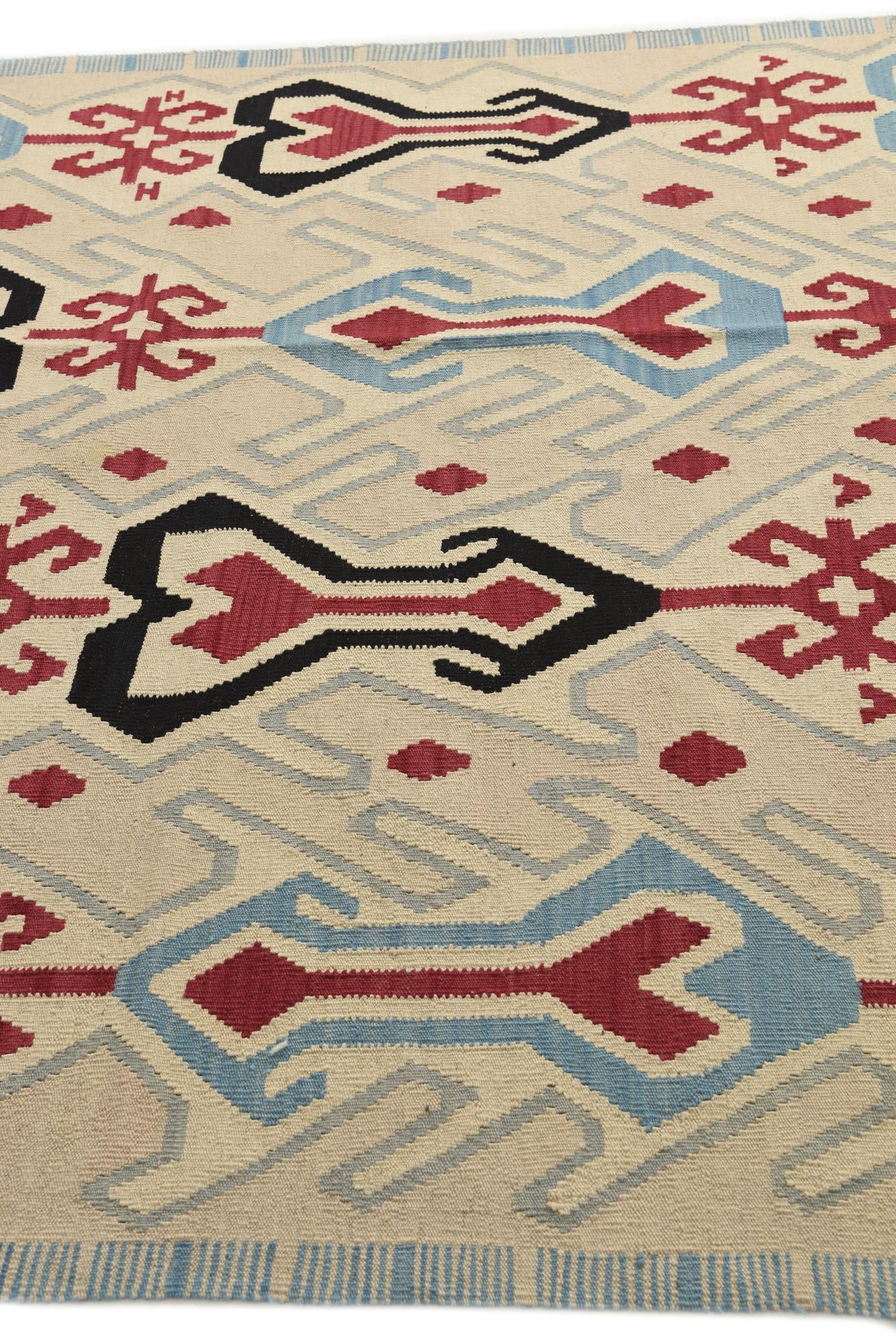 6' 1 x 8' Hand Woven Kilim Modern Wool Rug