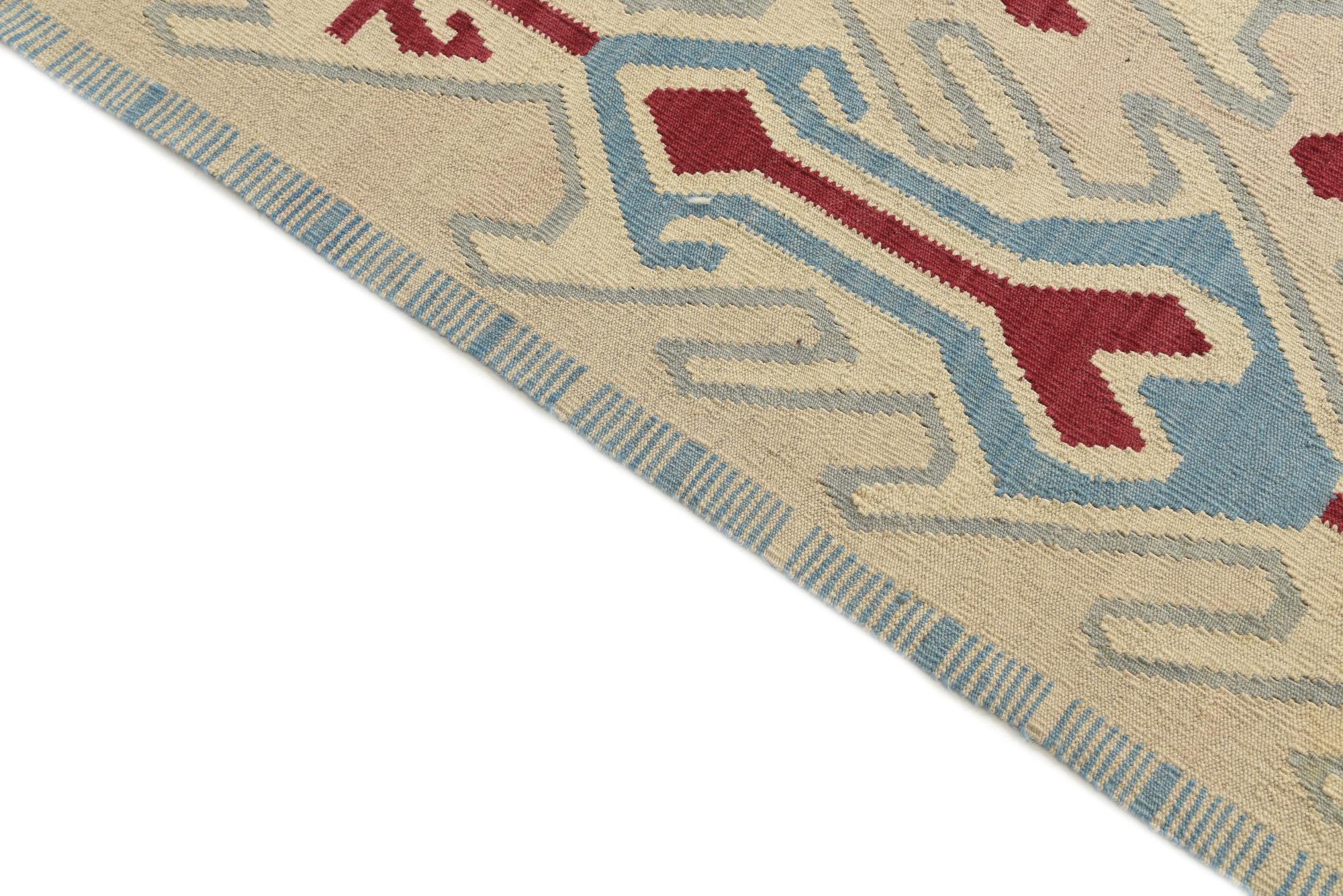 6' 1 x 8' Hand Woven Kilim Modern Wool Rug