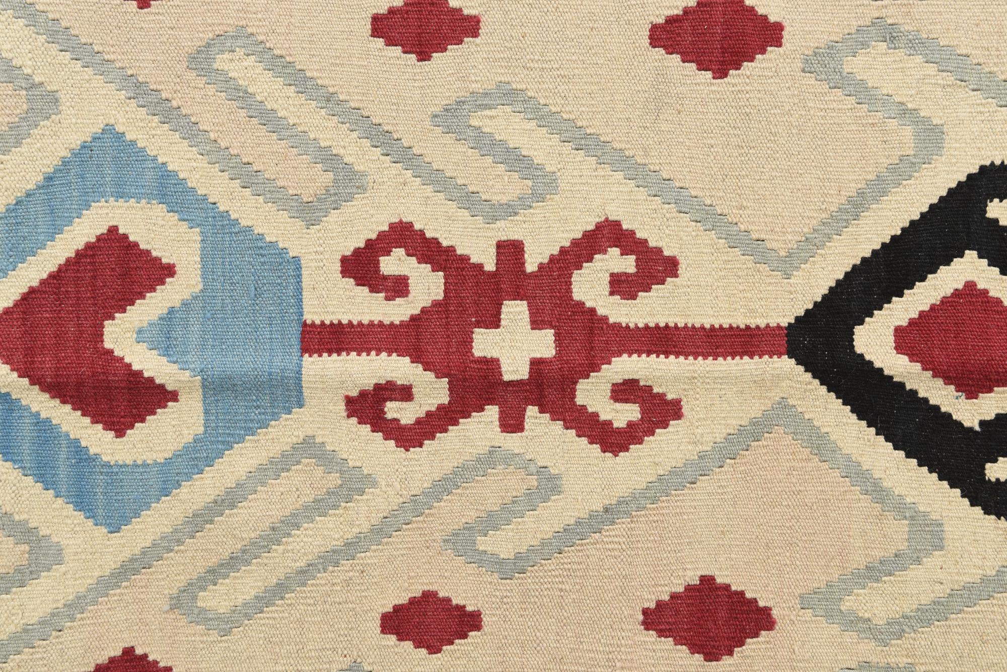 6' 1 x 8' Hand Woven Kilim Modern Wool Rug
