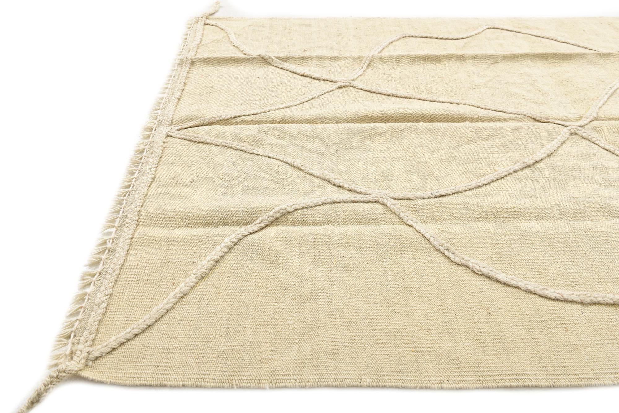 3' 6 x 4' 10 Hand Woven Kilim Modern Wool Rug