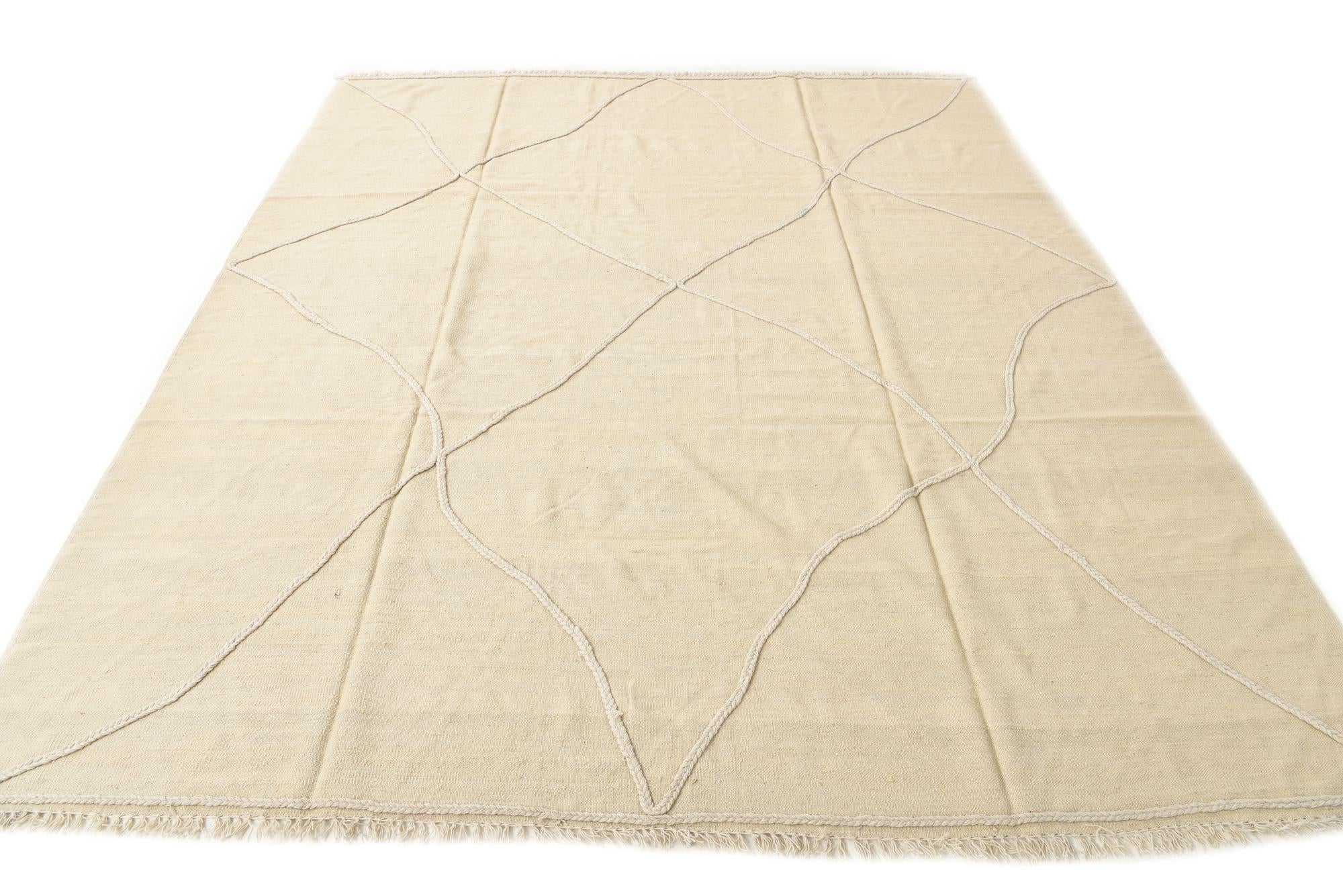 8' 7 x 10' Hand Woven Kilim Modern Wool Rug