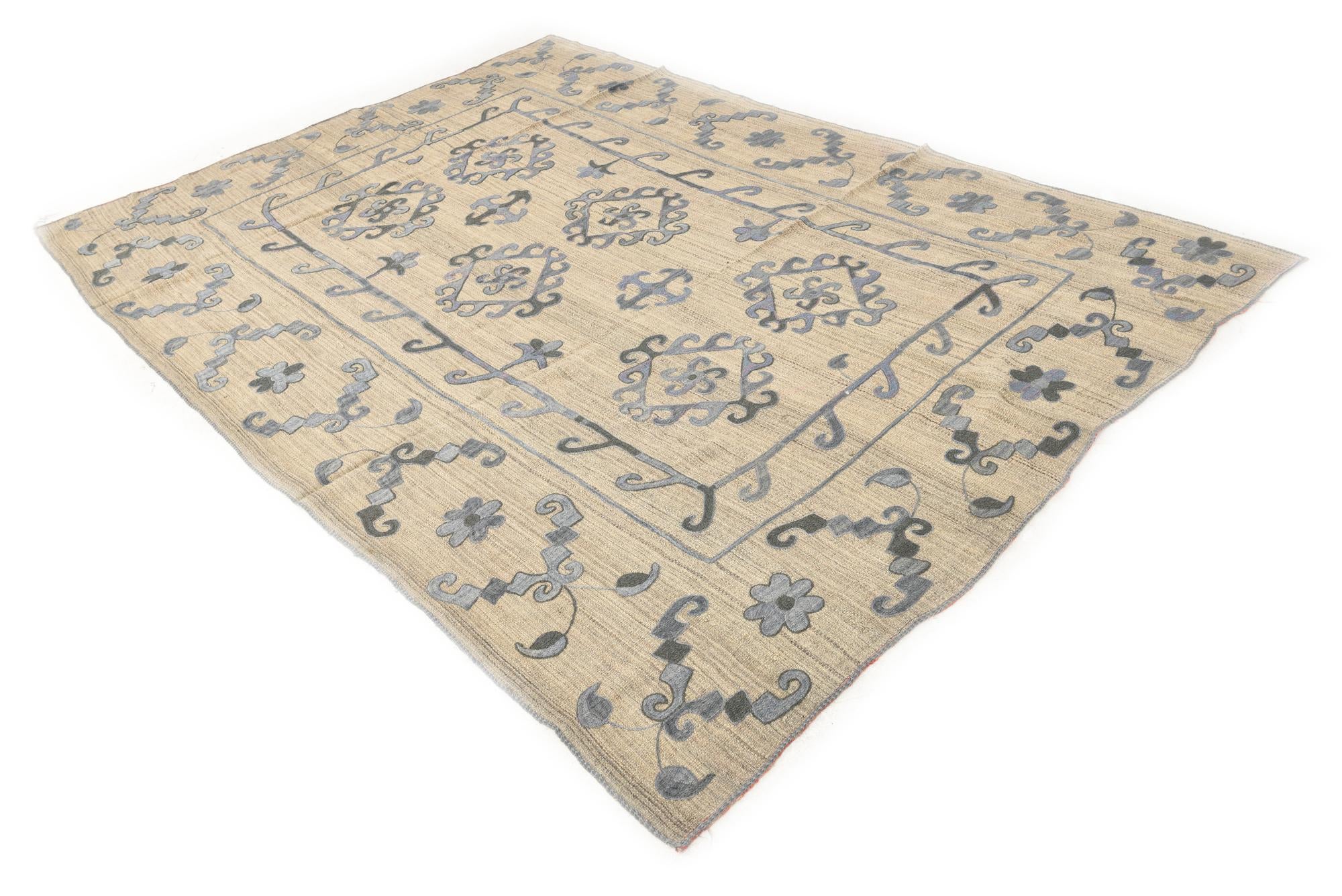 6' 8 x 9' 5 Hand Woven Kilim Modern Wool Rug