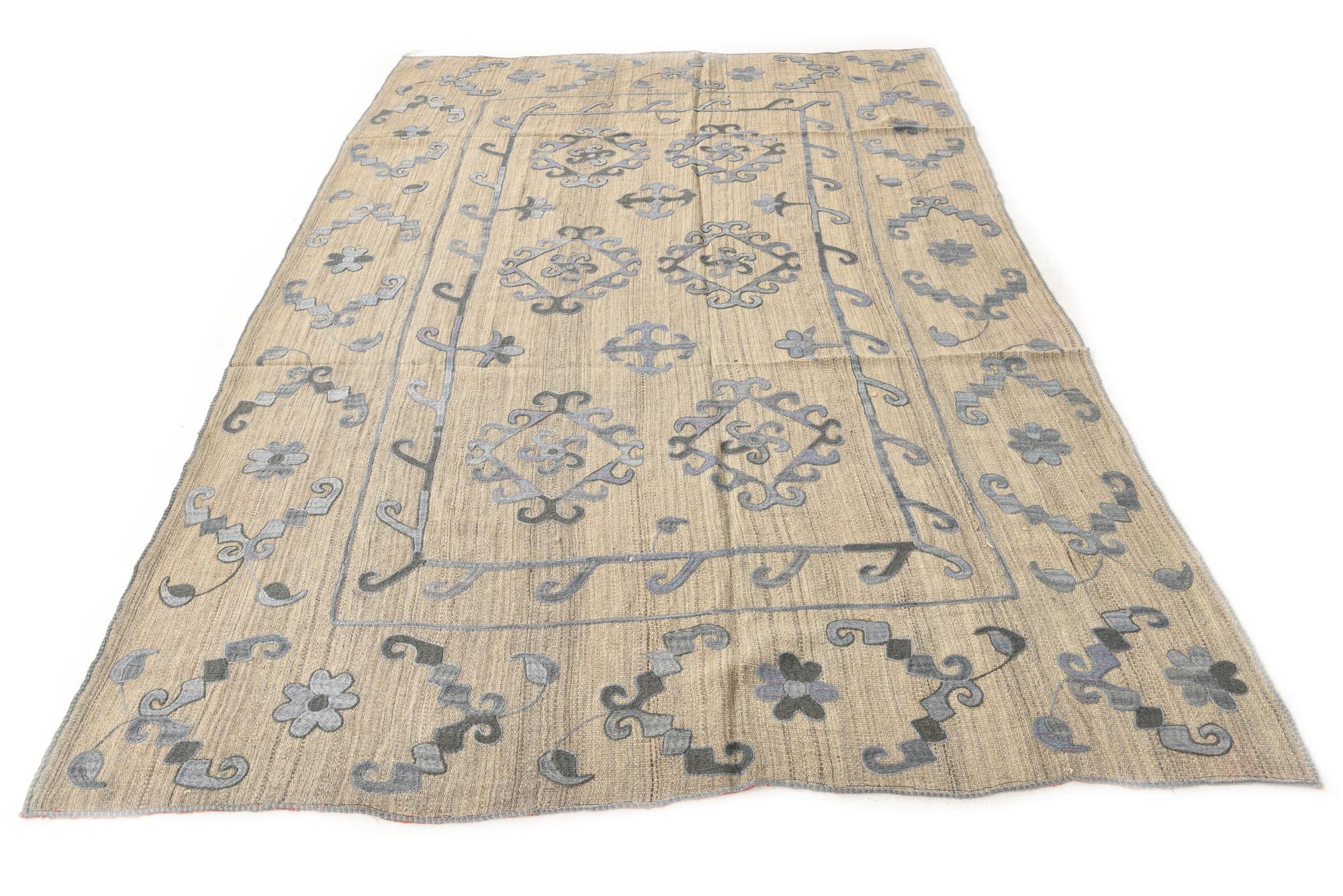 6' 8 x 9' 5 Hand Woven Kilim Modern Wool Rug