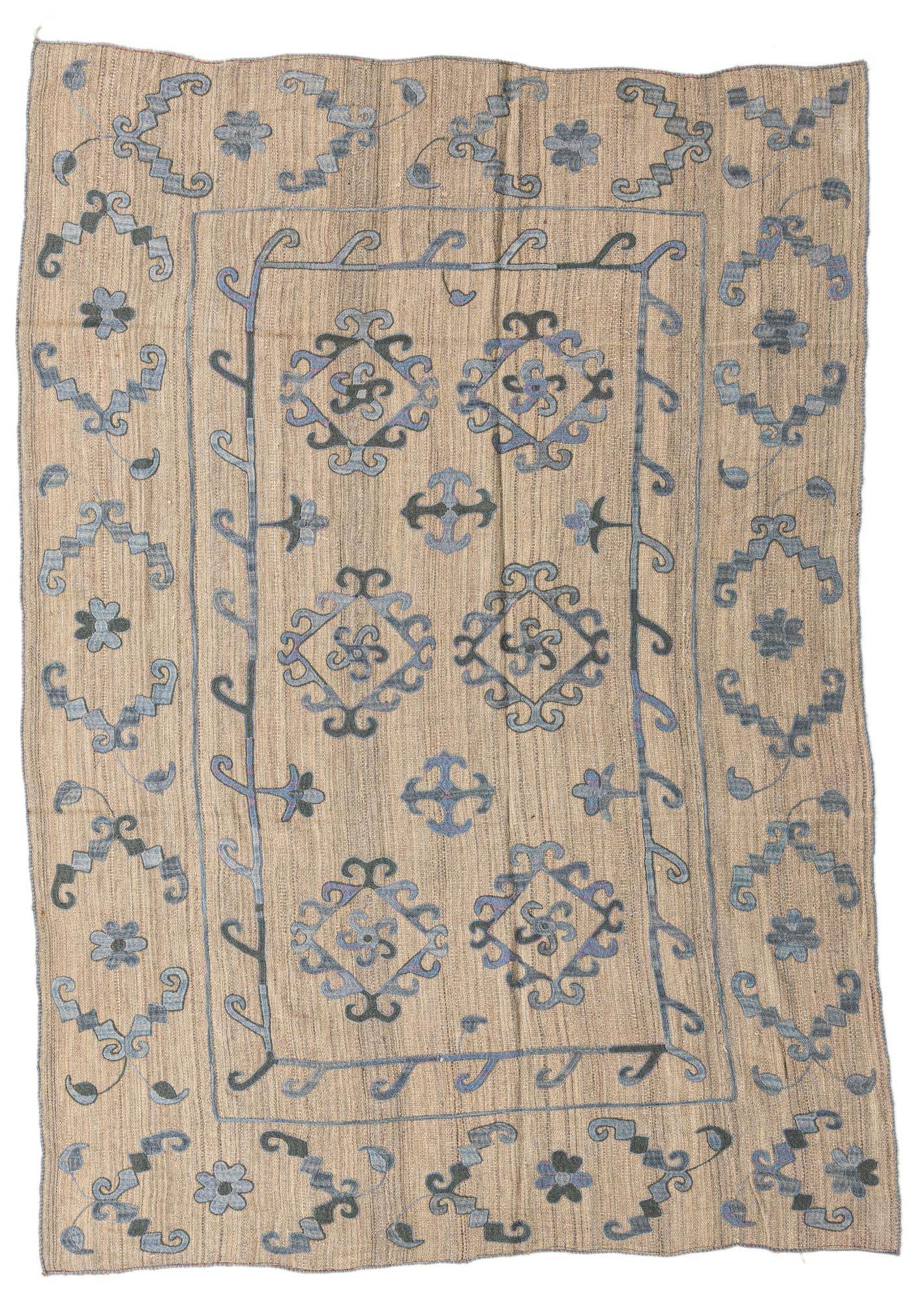 6' 8 x 9' 5 Hand Woven Kilim Modern Wool Rug