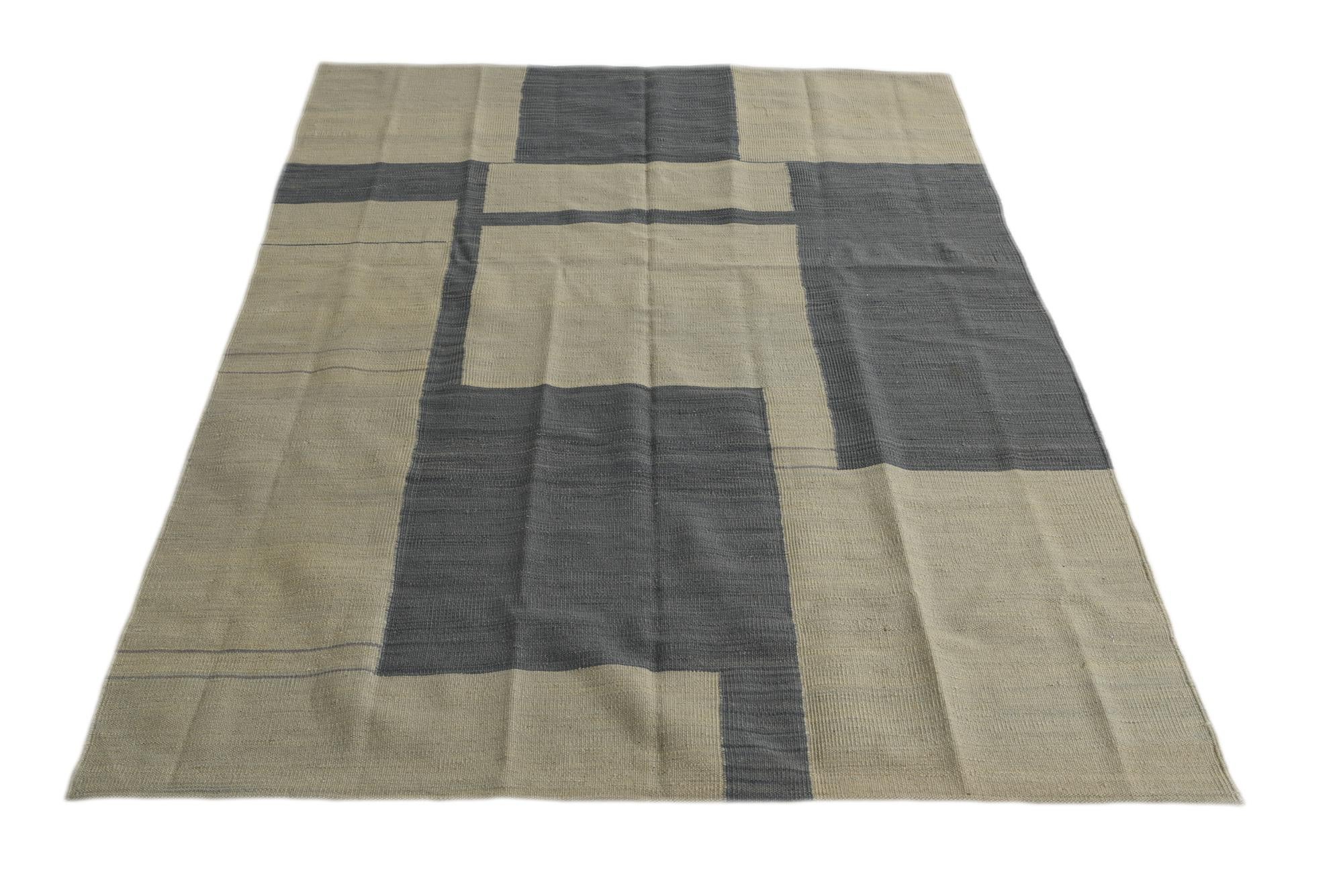 5' x 6' 7 Hand Woven Kilim Modern Wool Rug