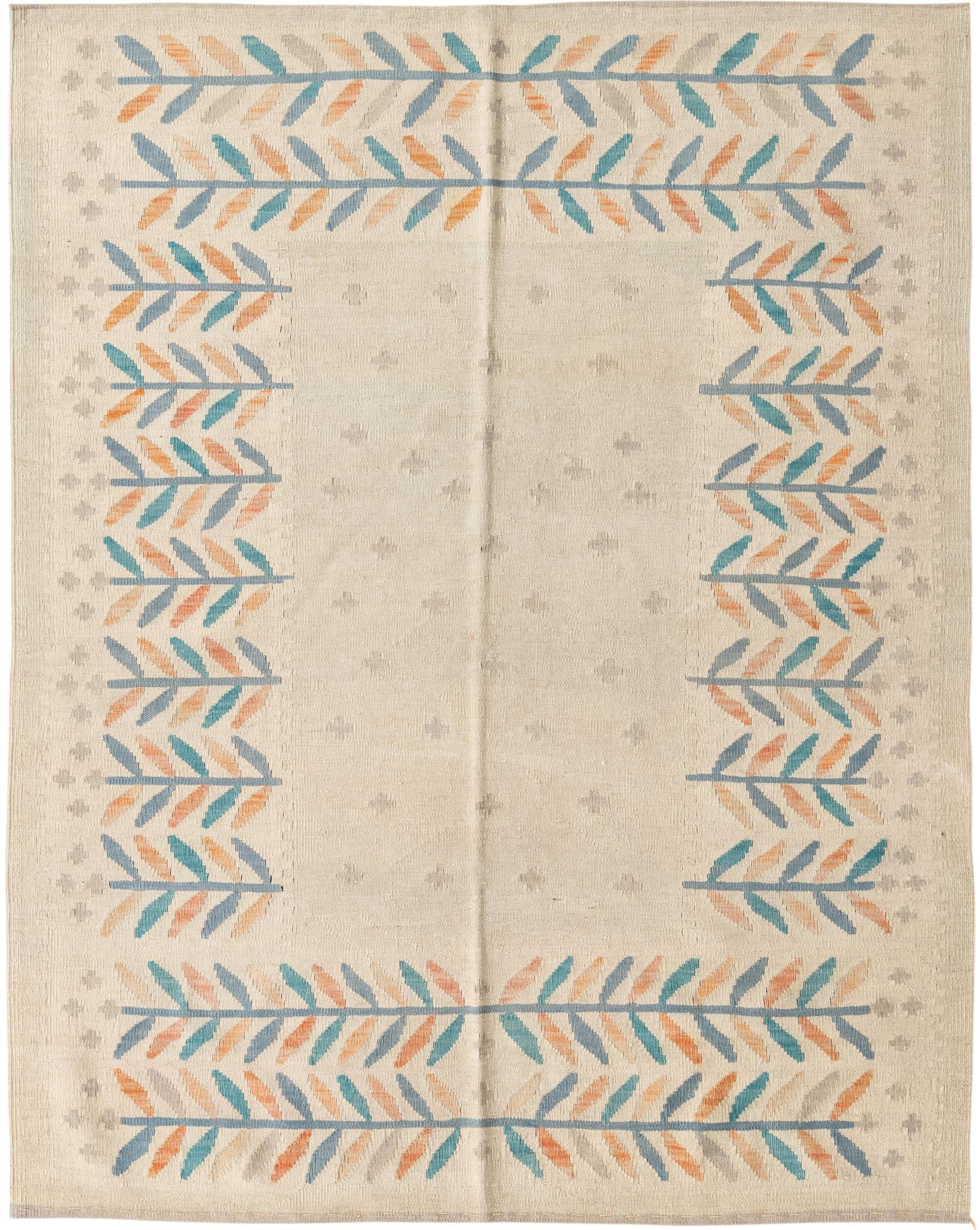 5' 1 x 6' 5 Hand Woven Kilim Modern Wool Rug