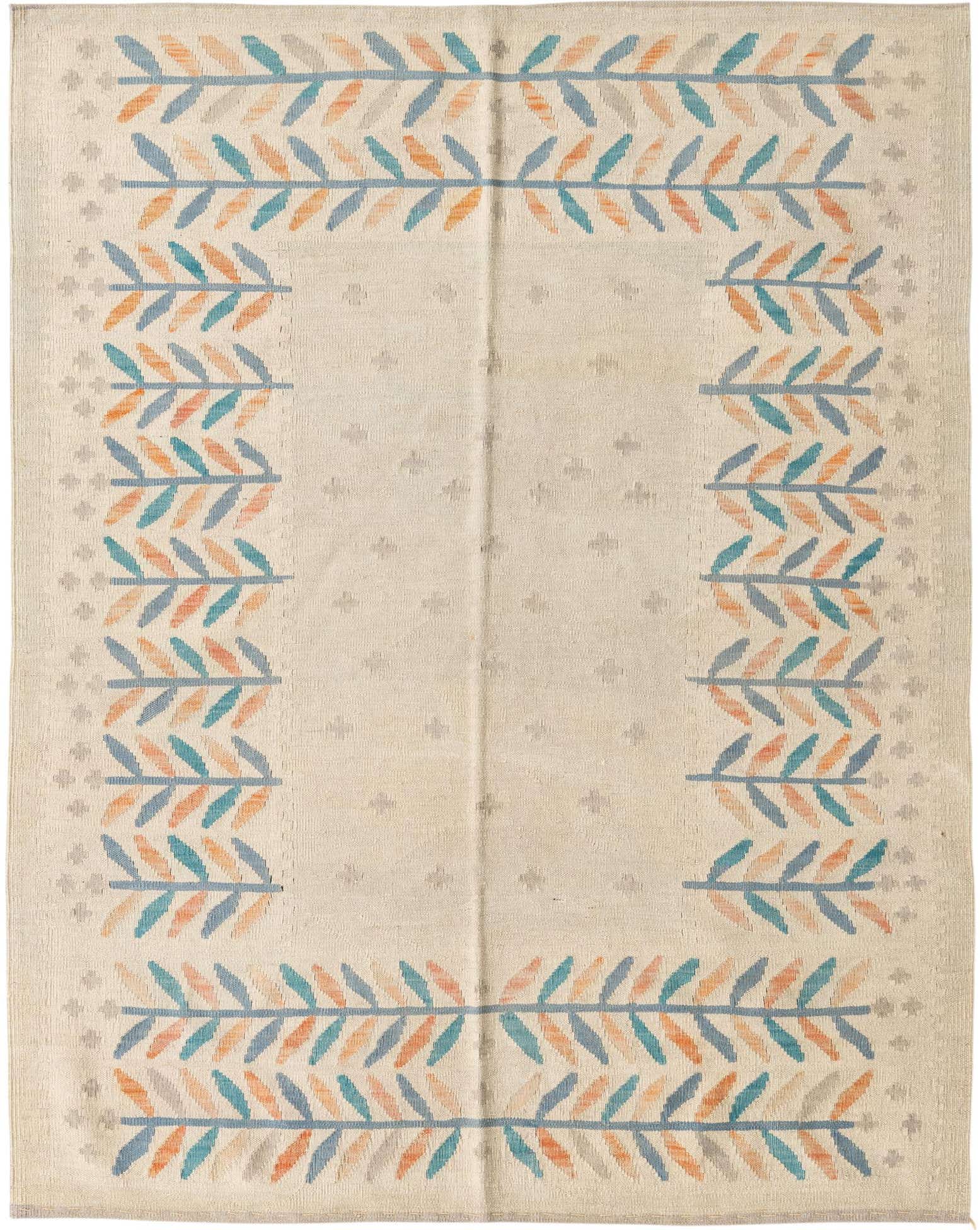 5' 1 x 6' 5 Hand Woven Kilim Modern Wool Rug