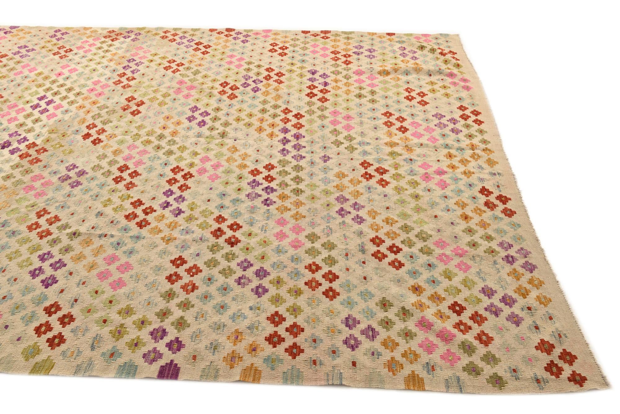 8' 2 x 11' 4 Hand Woven Kilim Modern Wool Rug