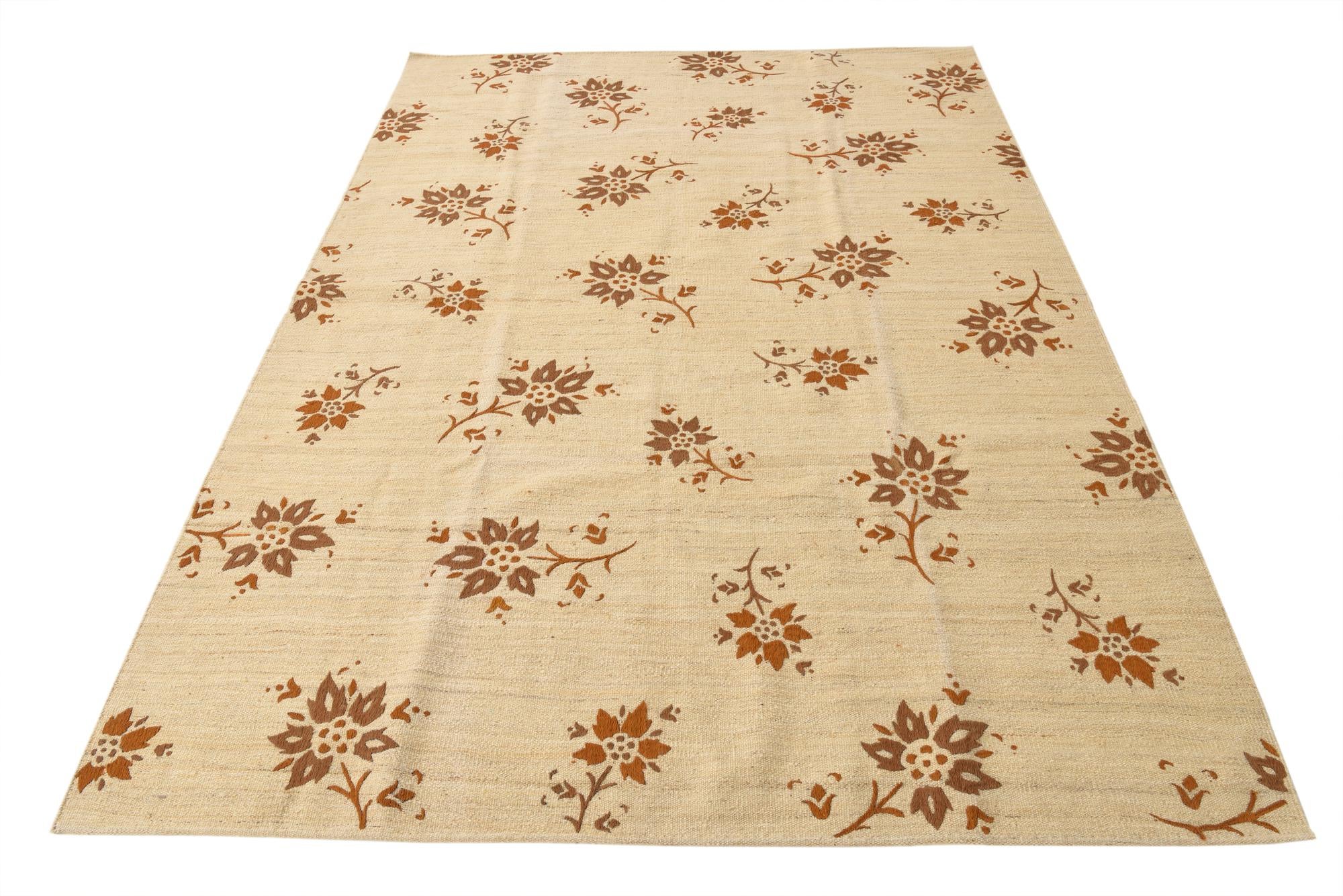 5' 8 x 8' 1 Hand Woven Kilim Modern Rug