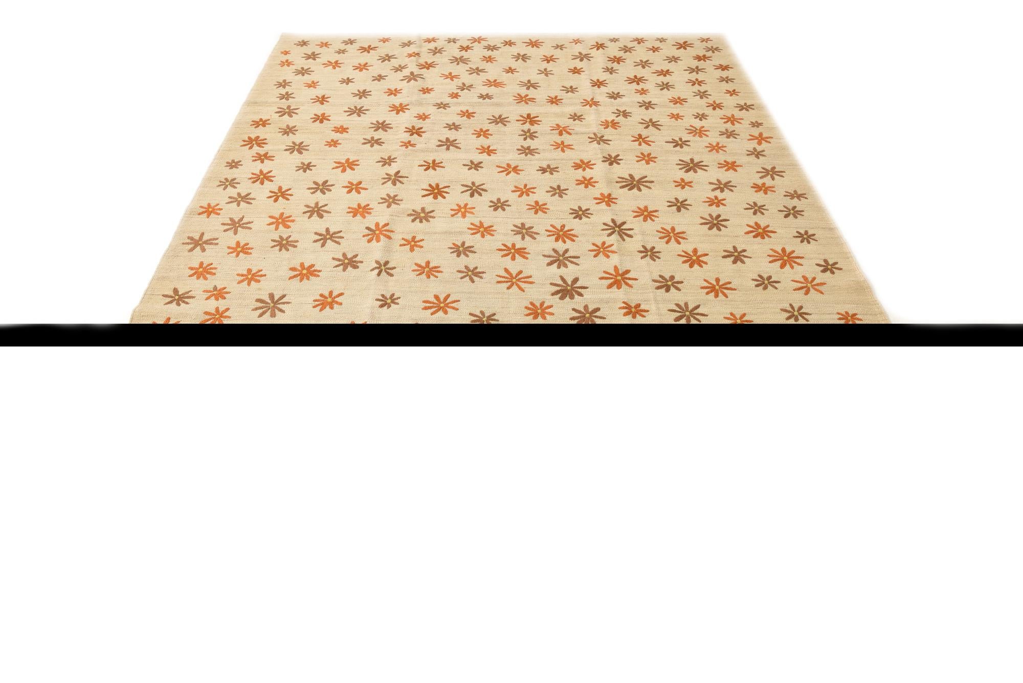 6' 9 x 9' 4 Hand Woven Kilim Modern Rug