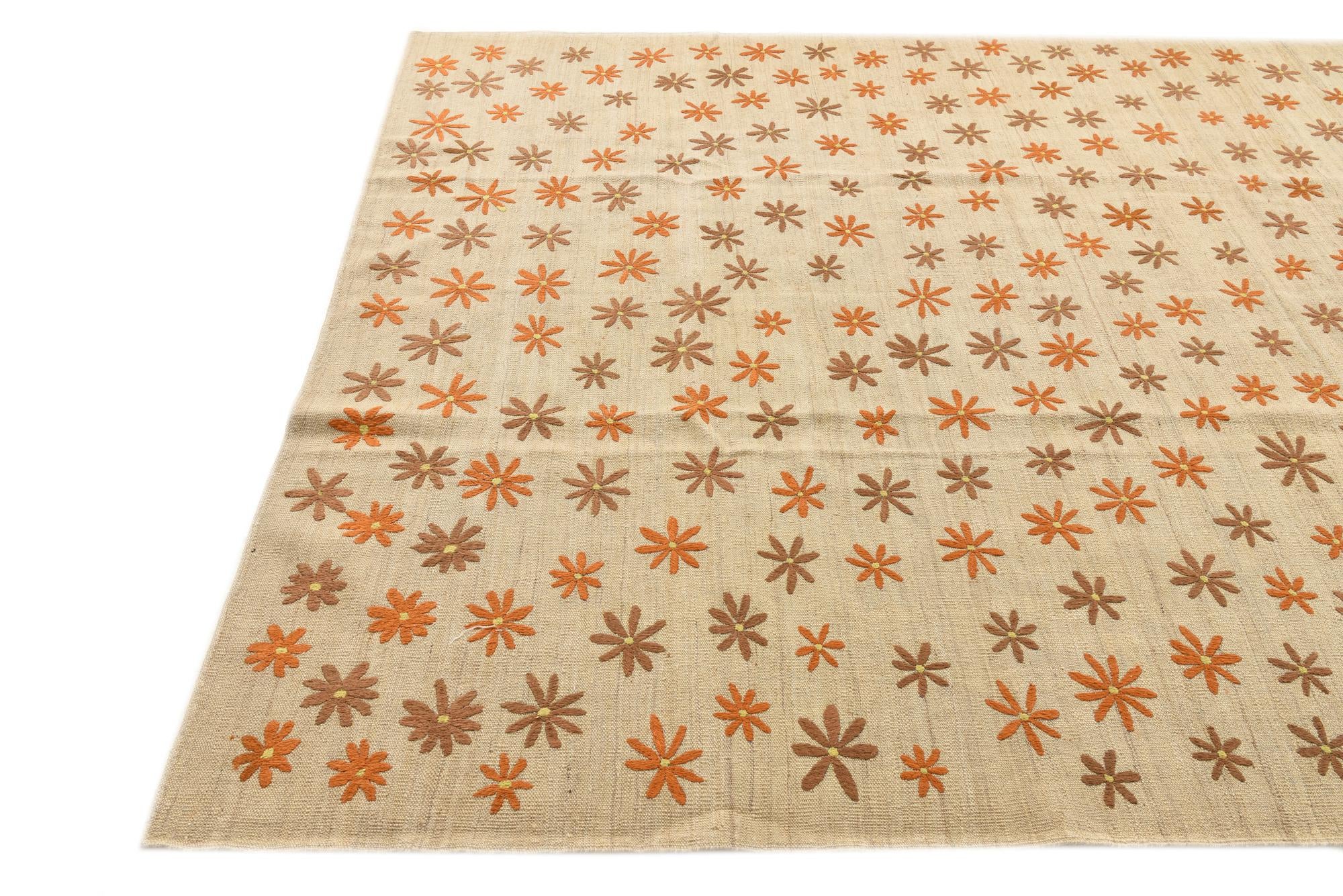 6' 9 x 9' 4 Hand Woven Kilim Modern Rug