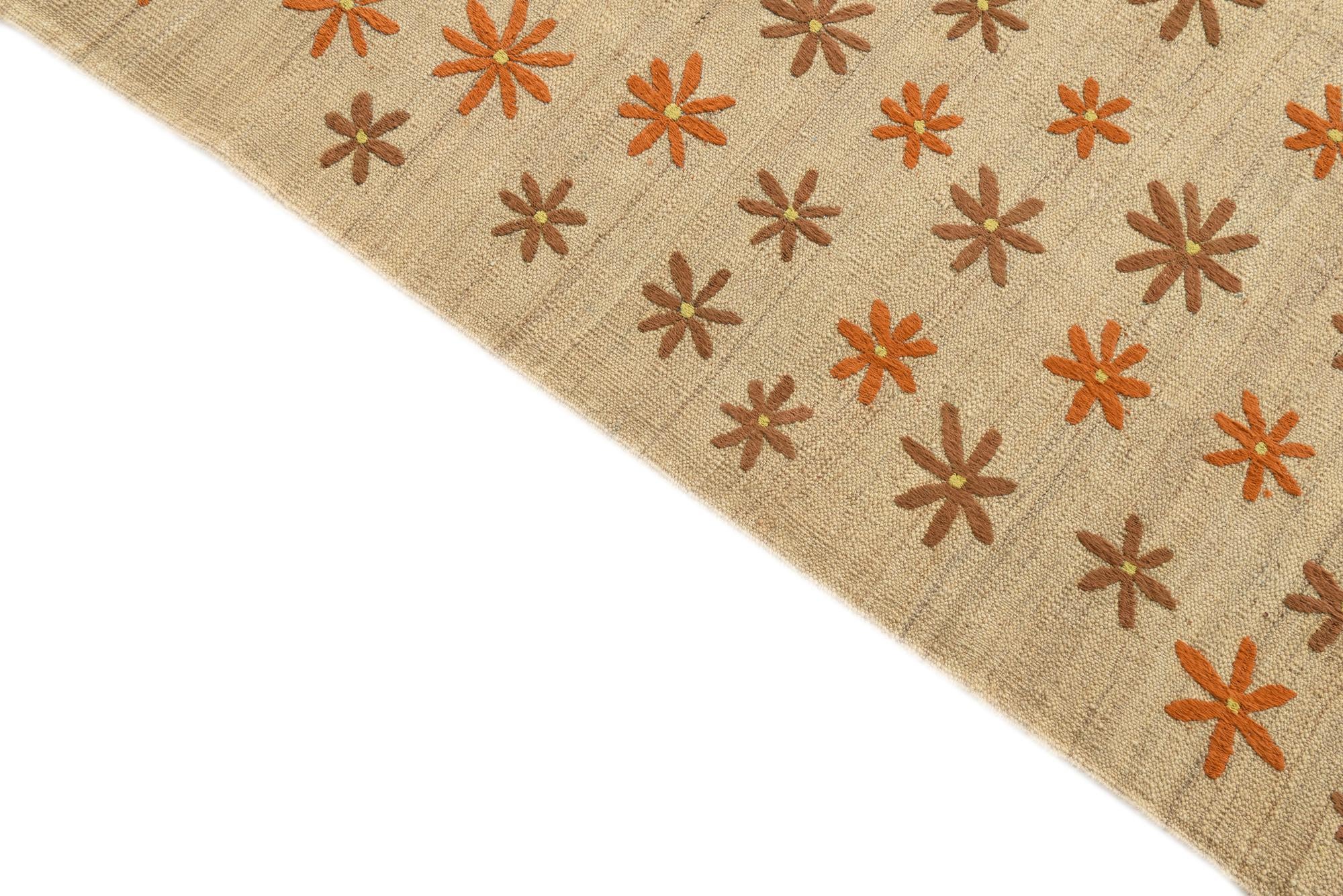 6' 9 x 9' 4 Hand Woven Kilim Modern Rug