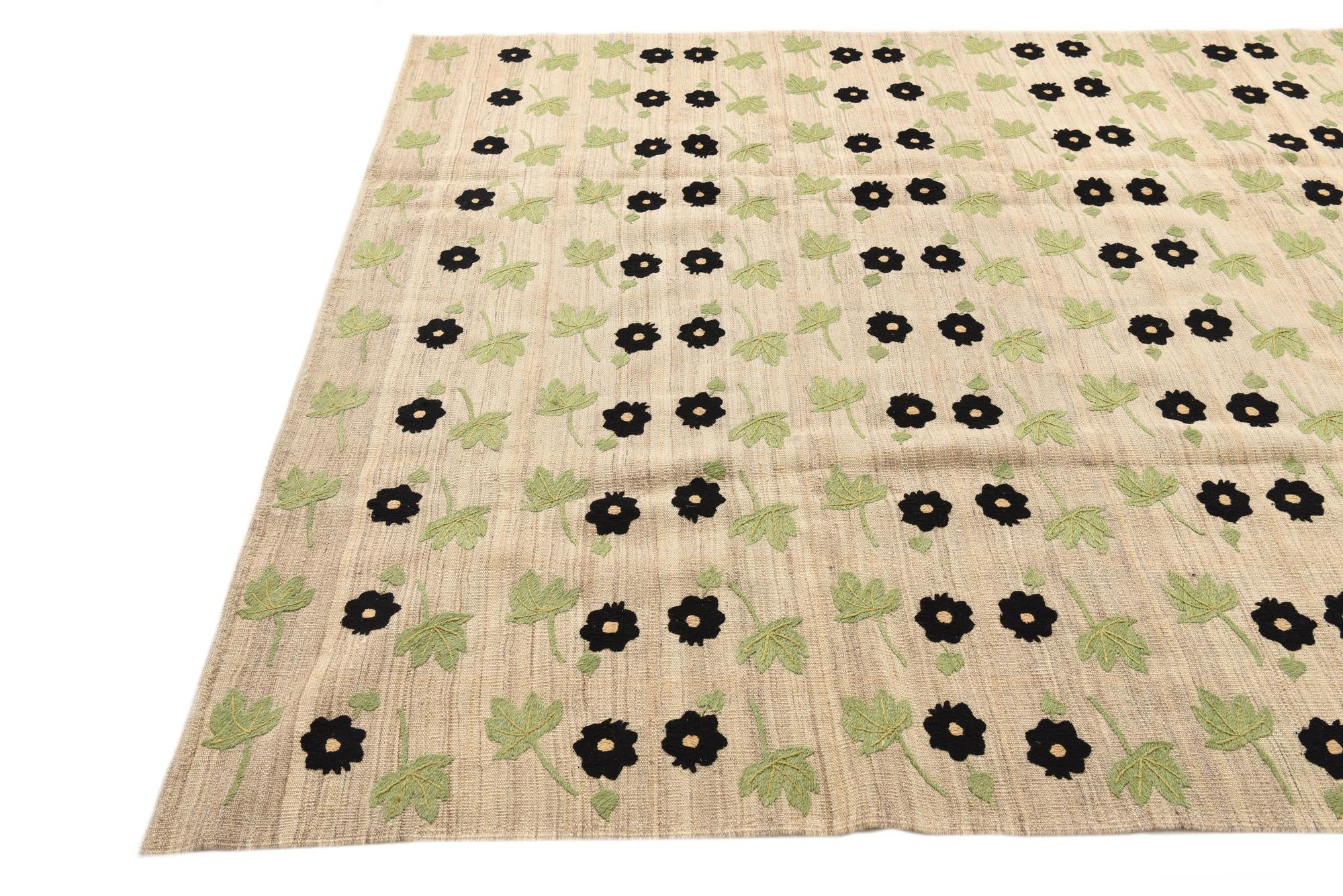 6' 3 x 9' 5 Hand Woven Kilim Modern Wool Rug