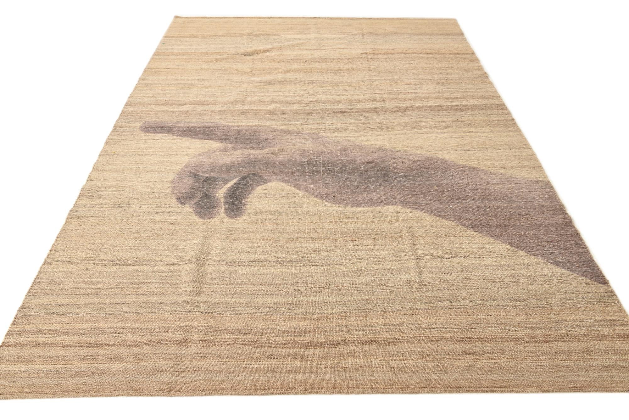 6' 8 x 9' 8 Hand Woven Kilim Modern Wool Rug
