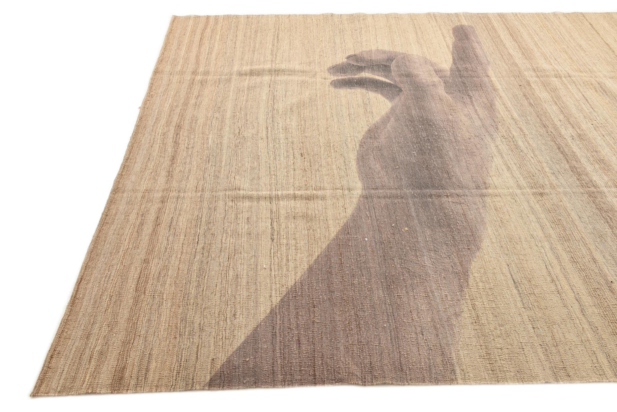 6' 8 x 9' 8 Hand Woven Kilim Modern Wool Rug