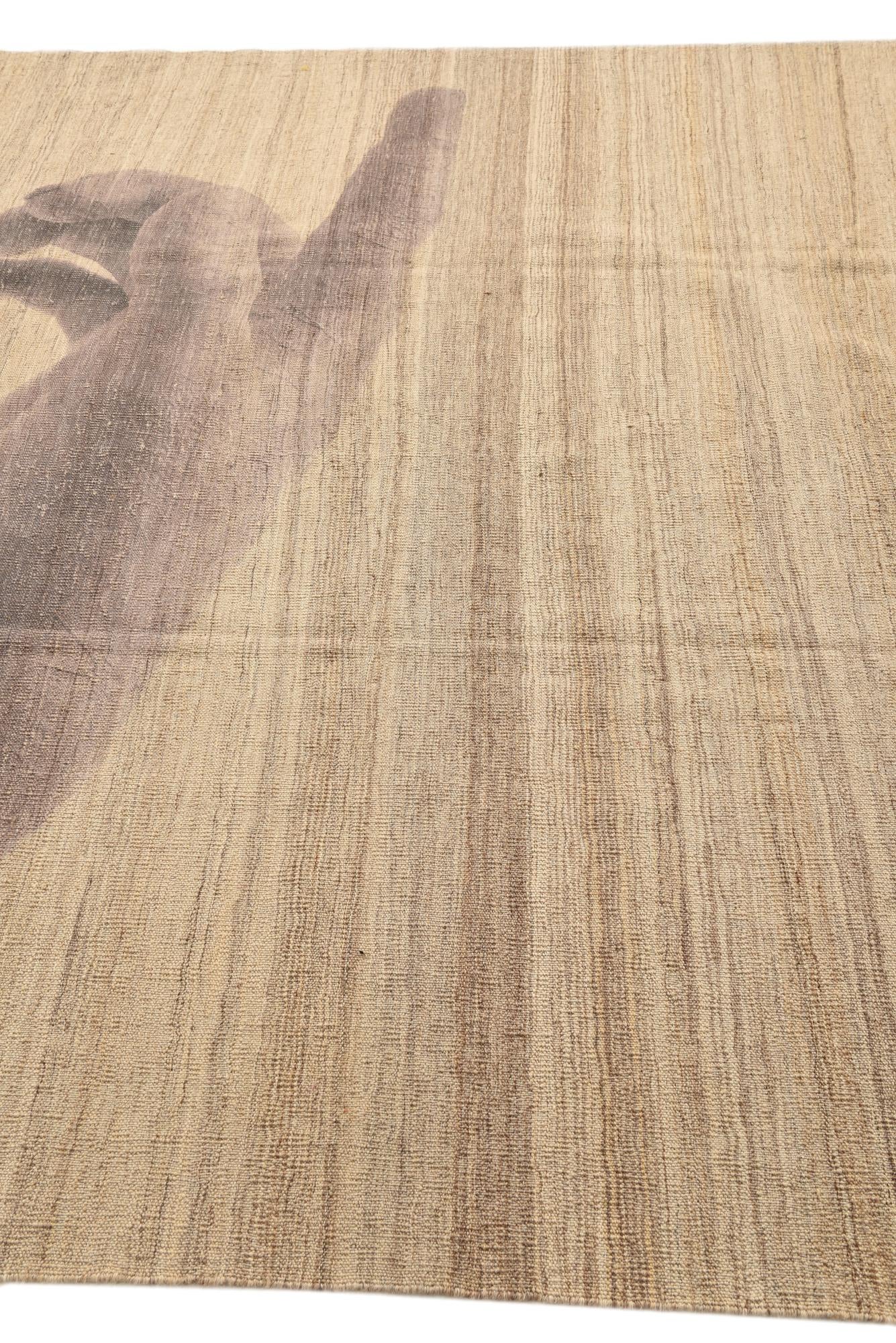 6' 8 x 9' 8 Hand Woven Kilim Modern Wool Rug