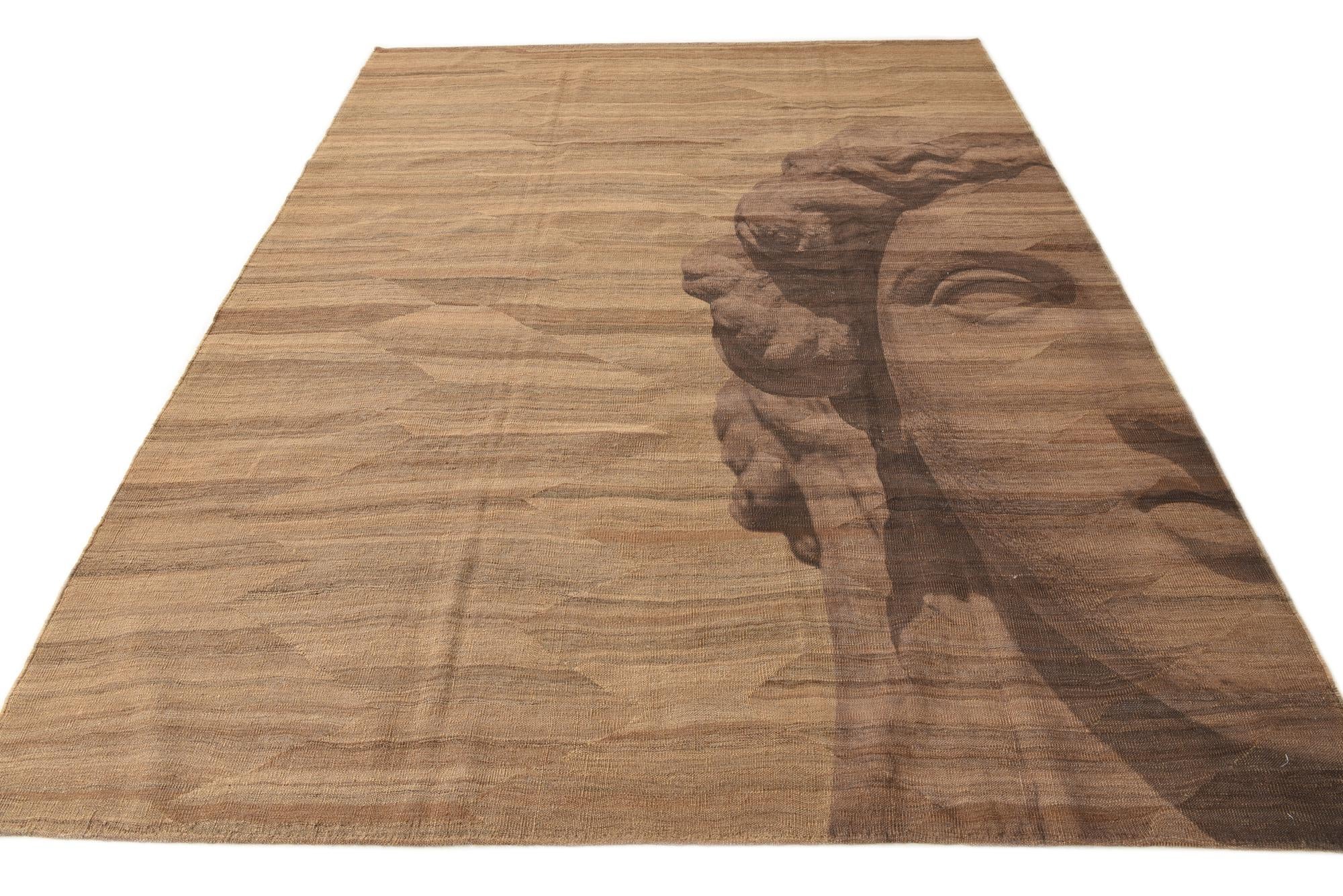 7' 3 x 9' 7 Hand Woven Kilim Modern Wool Rug