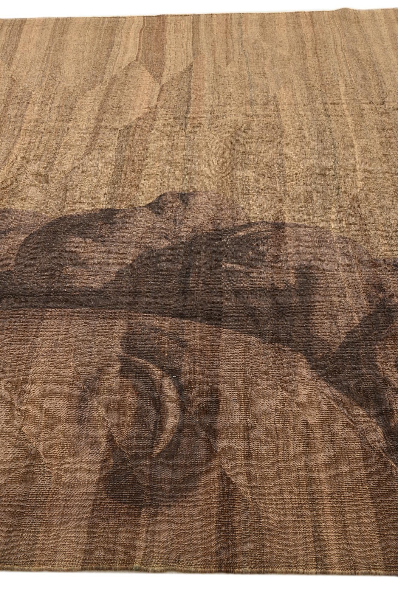 7' 3 x 9' 7 Hand Woven Kilim Modern Wool Rug
