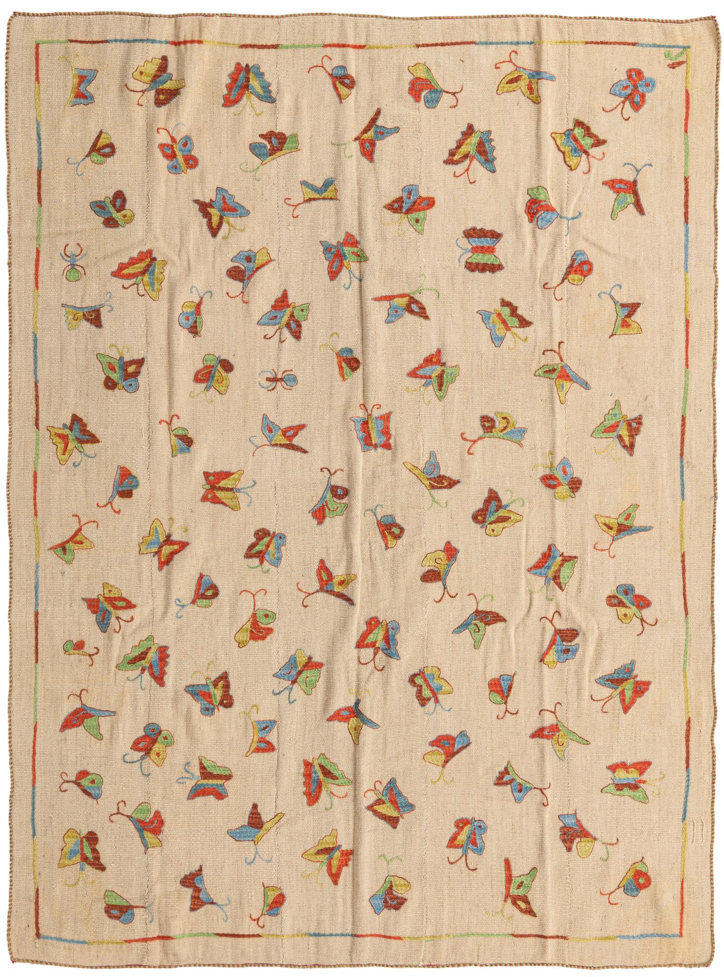 5' 10 x 7' 9 Hand Woven Kilim Modern Wool Rug